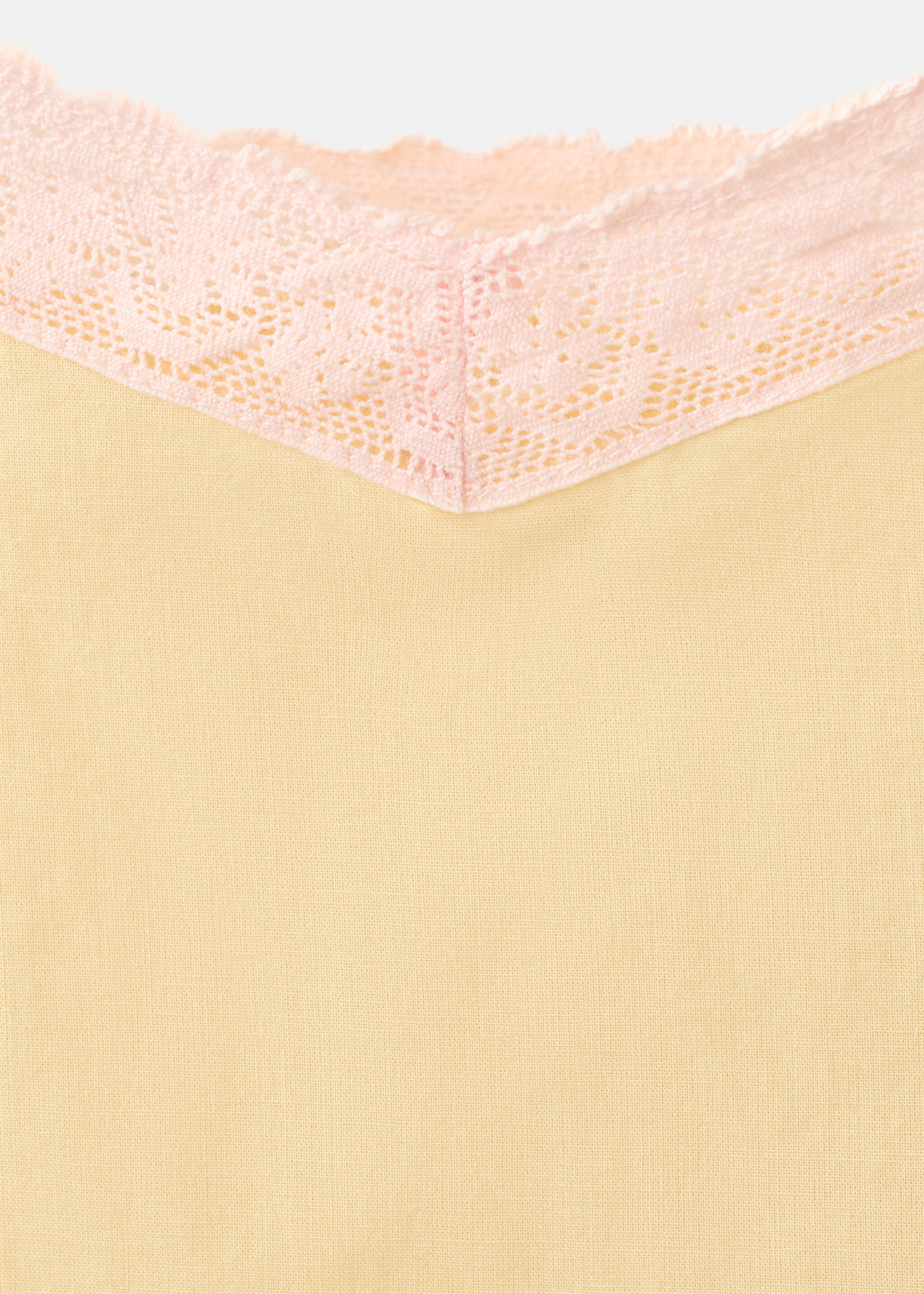 Short nightdress 100% cotton - Details of the article 8, Pastel Yellow. Ref: 27015975-00.