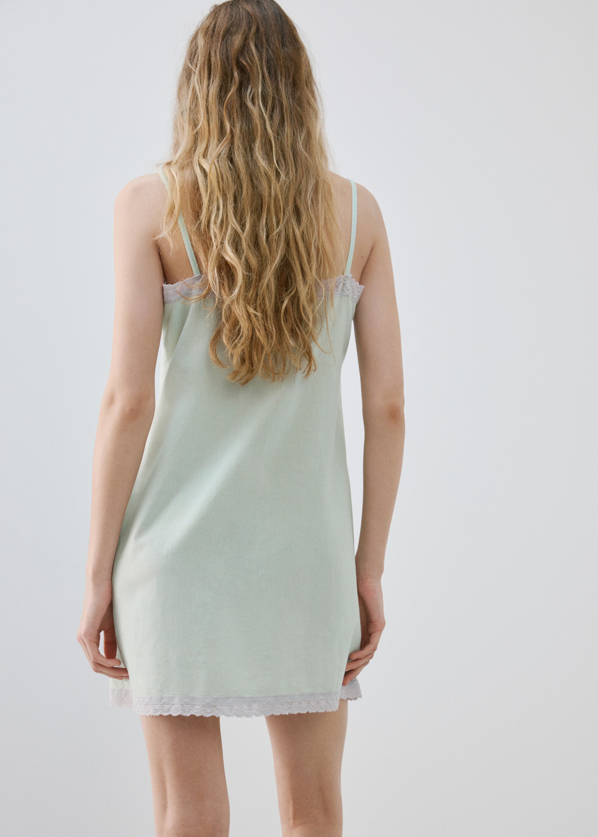 Short nightdress 100% cotton - Reverse of the article, Blue. Ref: 27015975-00.