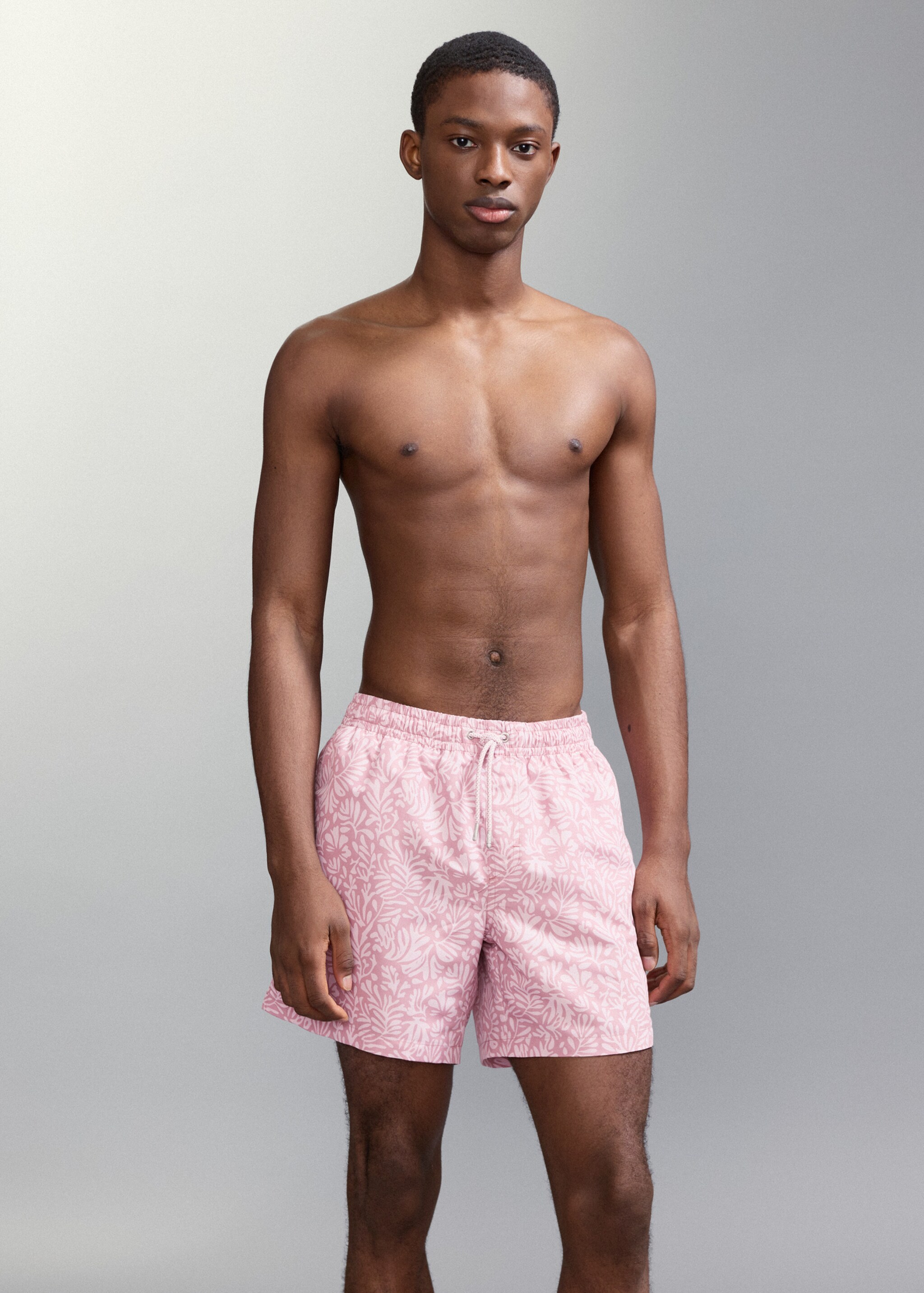 Printed swimming trunks - Details of the article 1, Pink. Ref: 27015991-00.