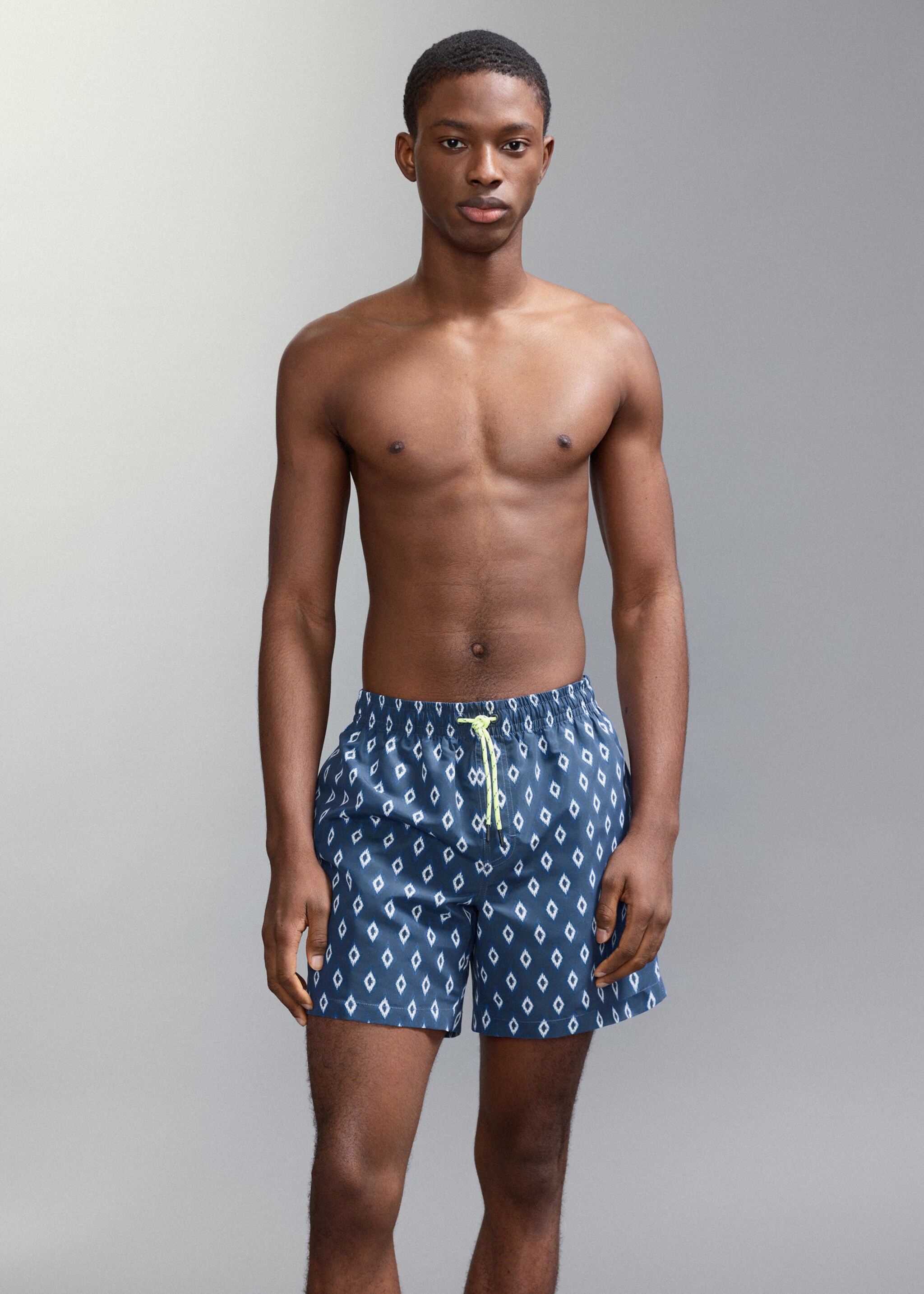 Ethnic-print swimsuit - Details of the article 1, Navy. Ref: 27015992-00.