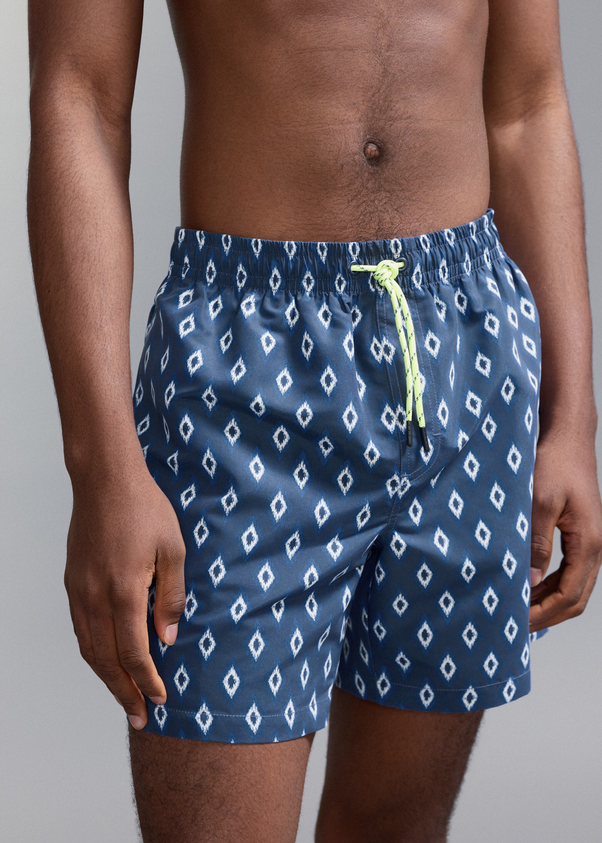 Ethnic-print swimsuit - Details of the article 6, Navy. Ref: 27015992-00.