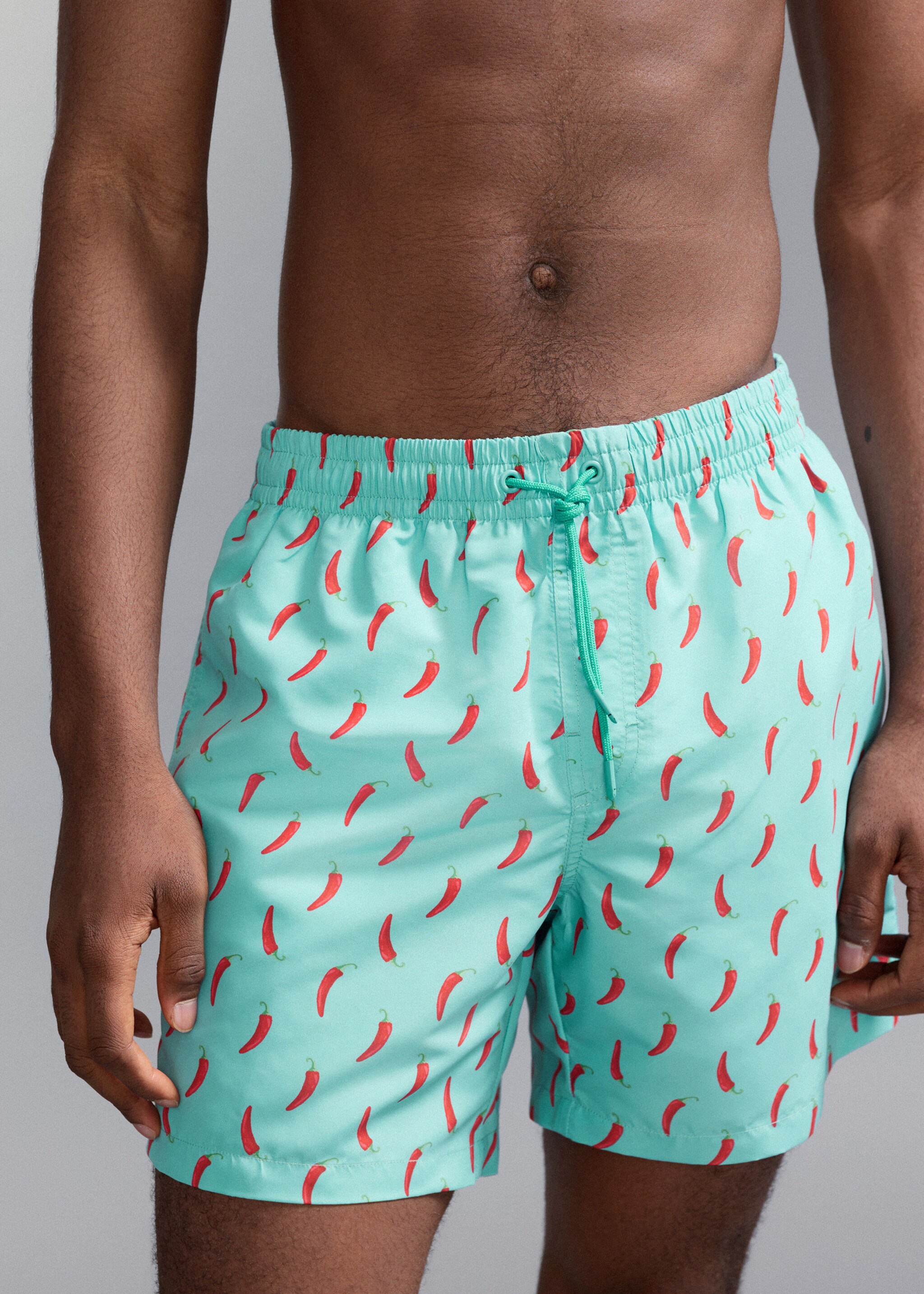 Printed swimming trunks - Details of the article 6, Green. Ref: 27015993-00.