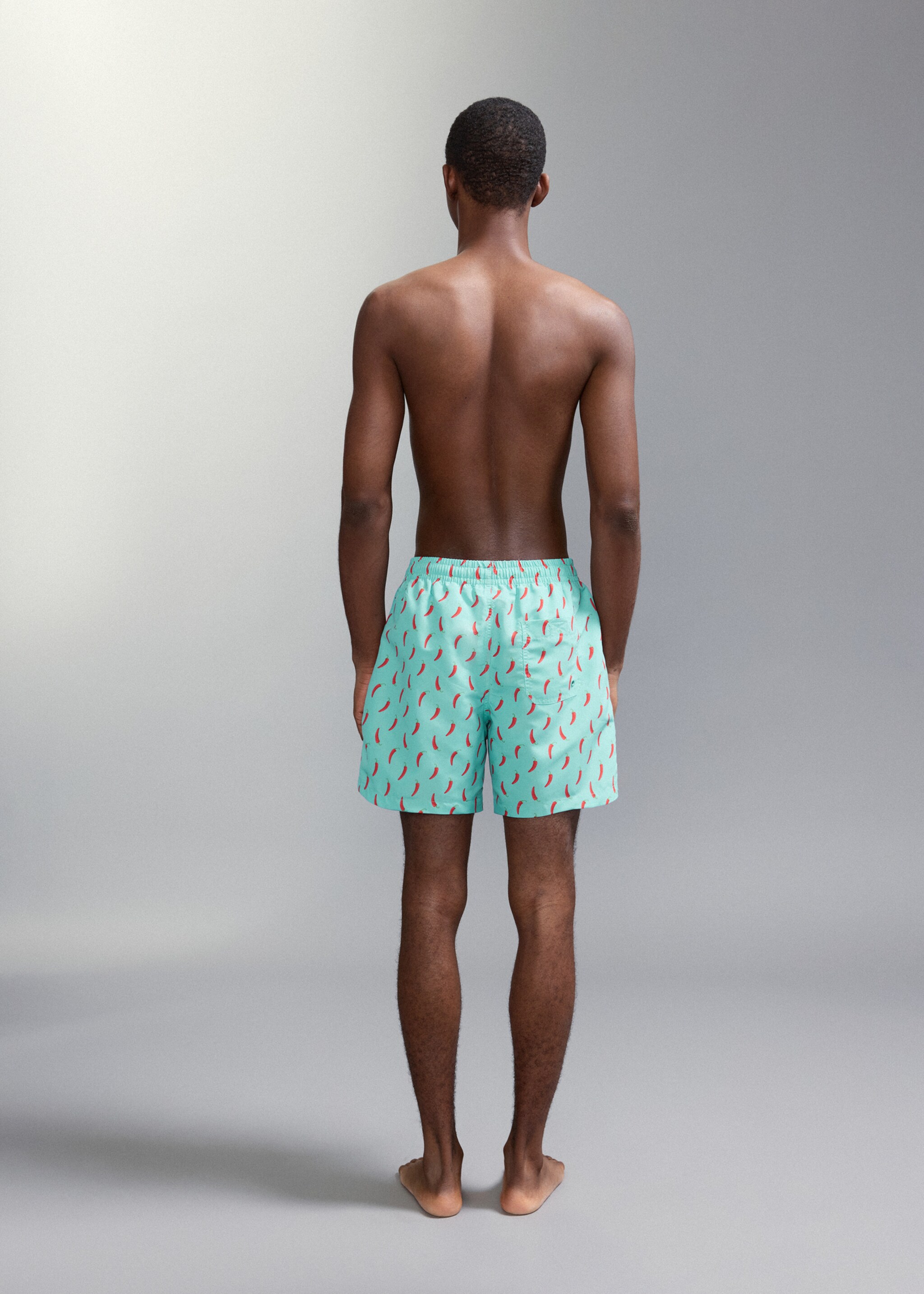 Printed swimming trunks - Reverse of the article, Green. Ref: 27015993-00.
