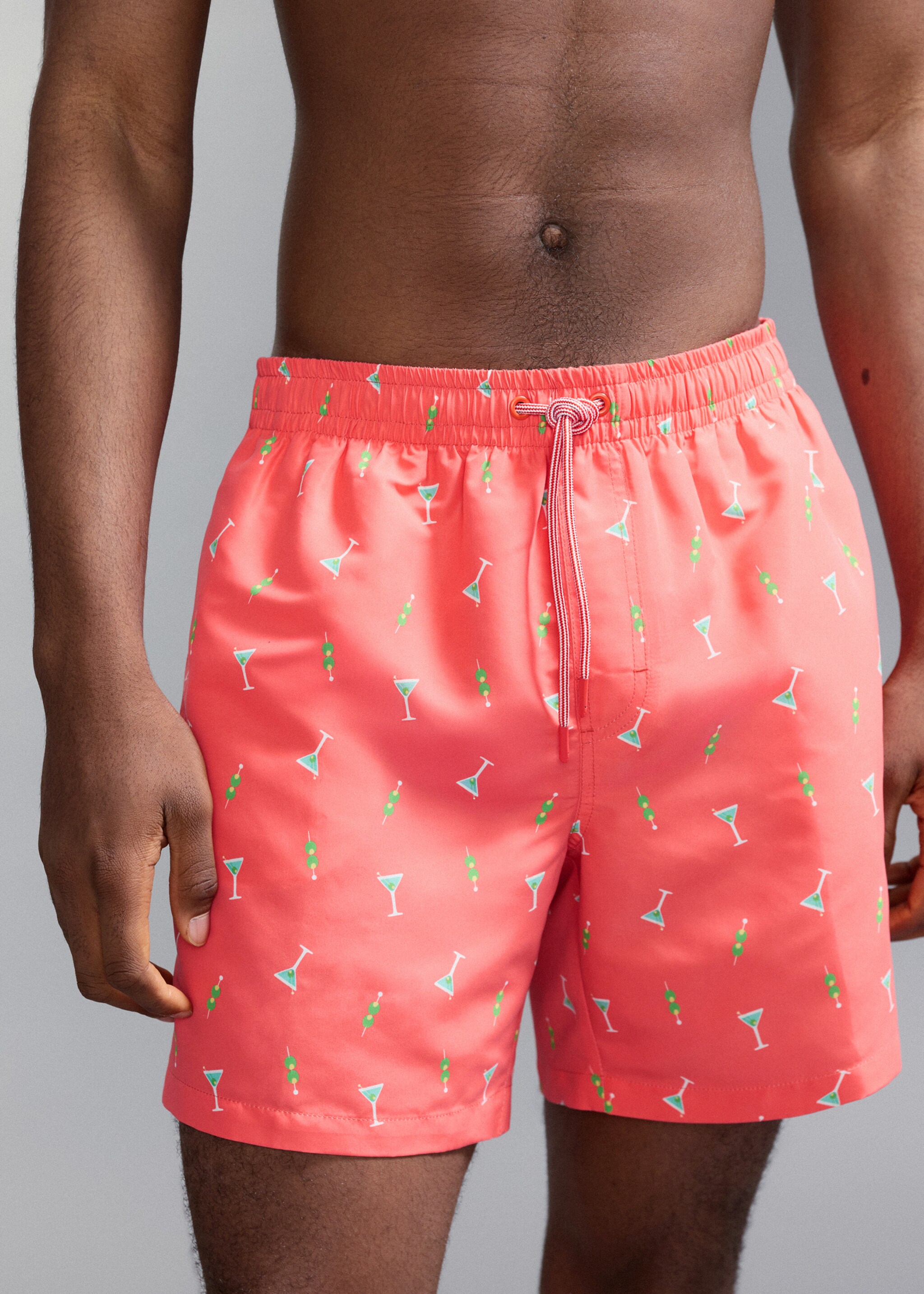 Printed swimming trunks - Details of the article 6, Khaki. Ref: 27015998-00.
