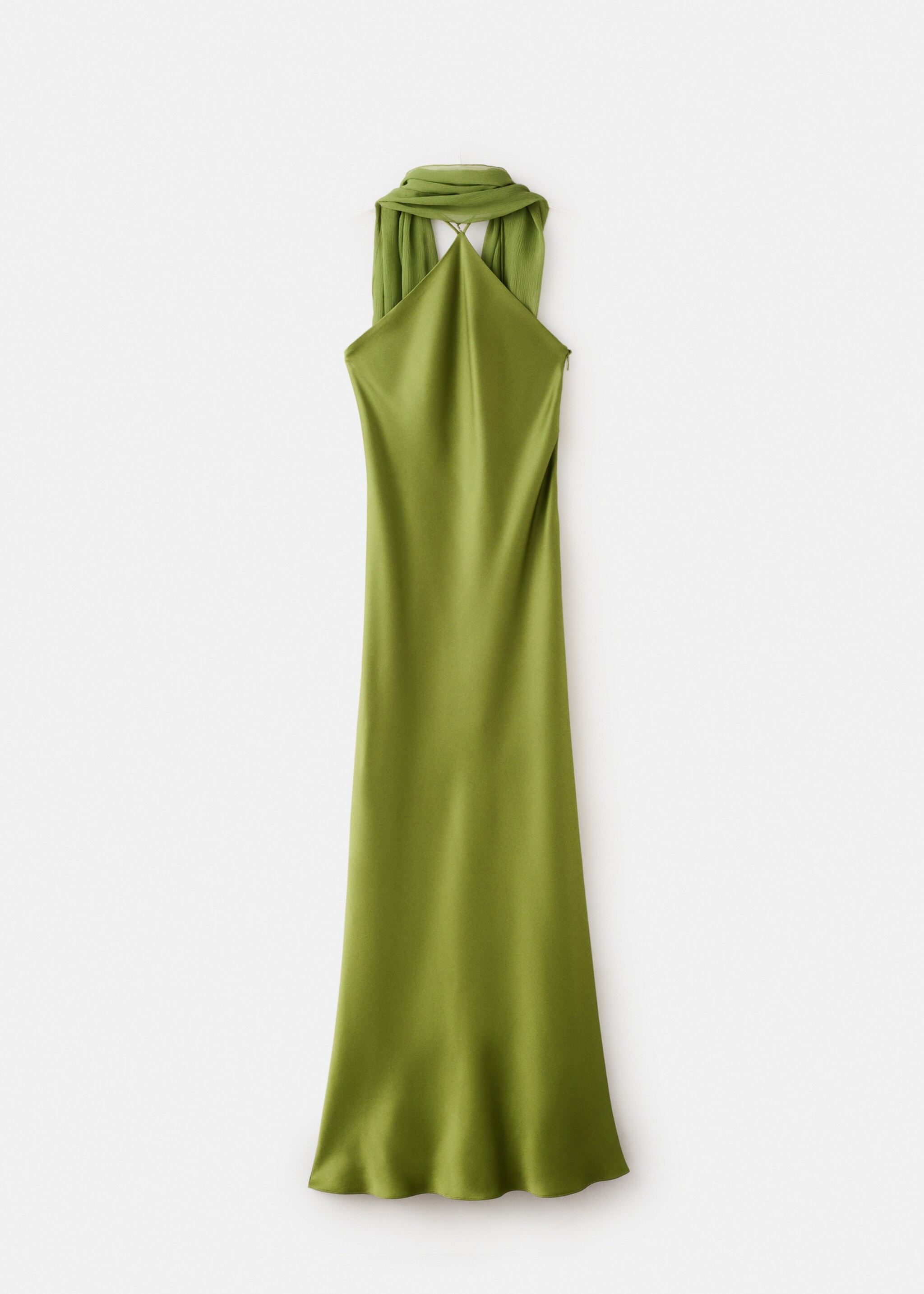 Satin halter neck dress - Article without model, Green. Ref: 27016000-00.