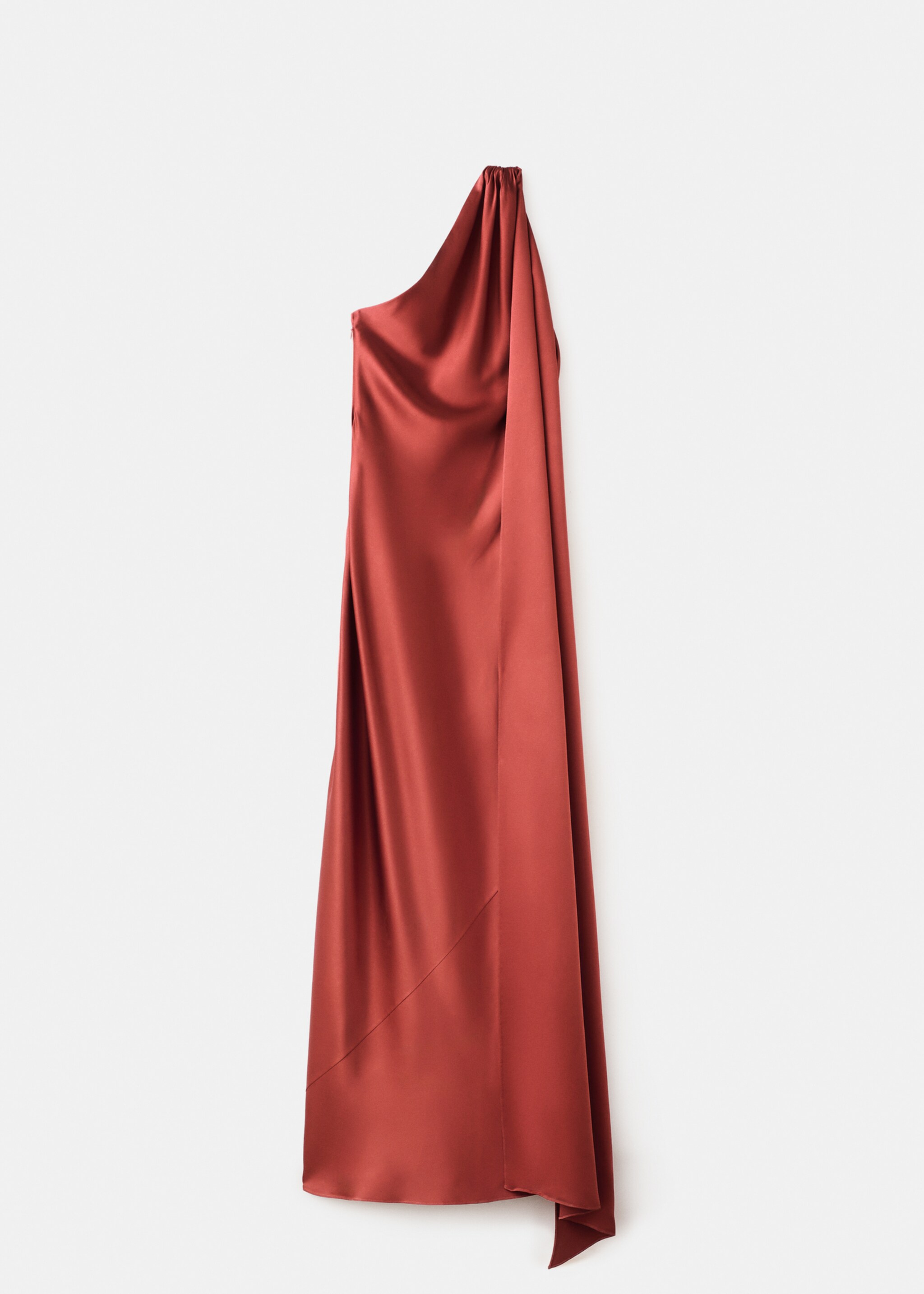 Asymmetrical bow-neck dress - Article without model, Burnt Orange. Ref: 27016002-00.