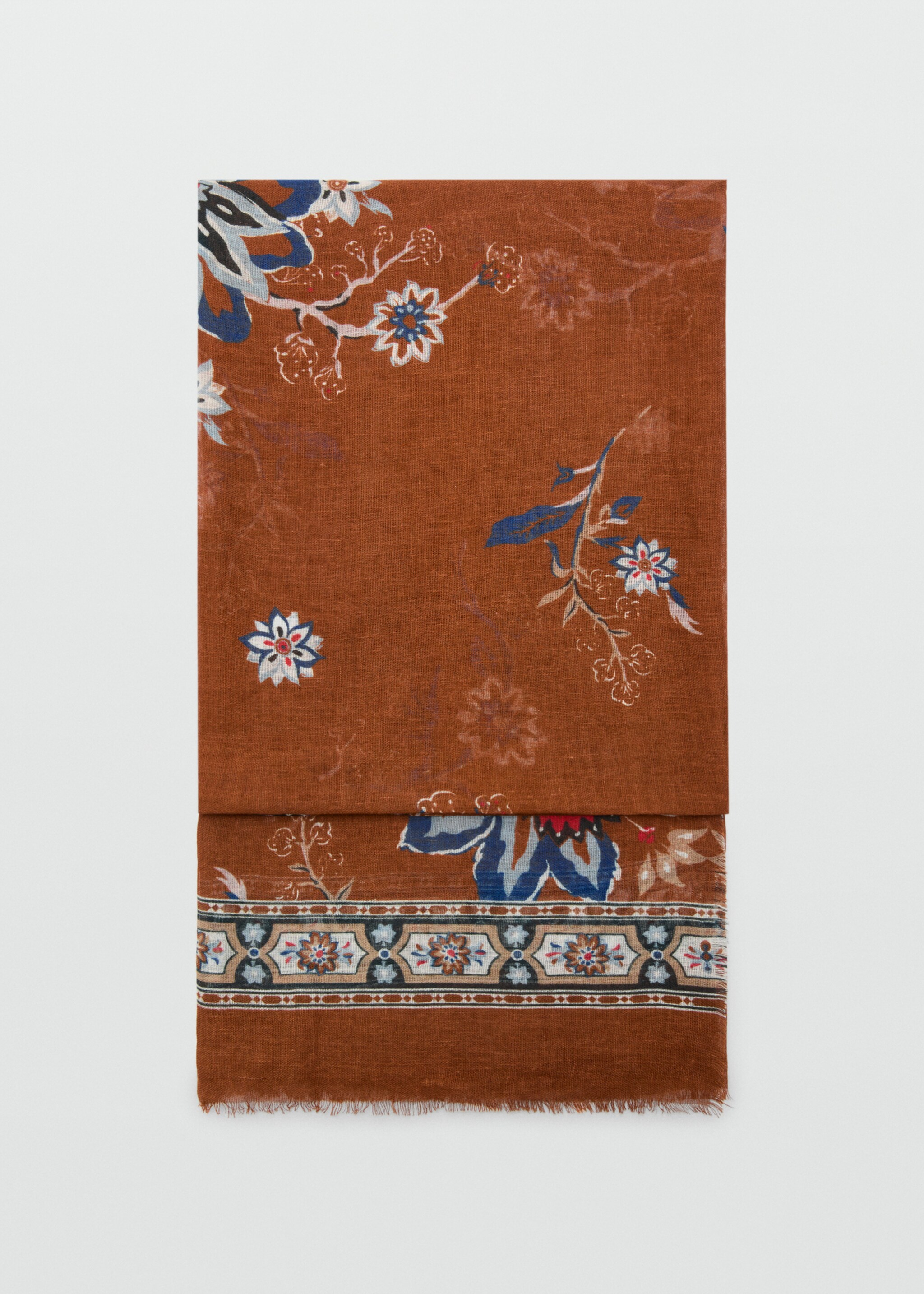 Foulard imprimé floral - Article sans modèle, Orange brûlé. Ref: 27016340-00.