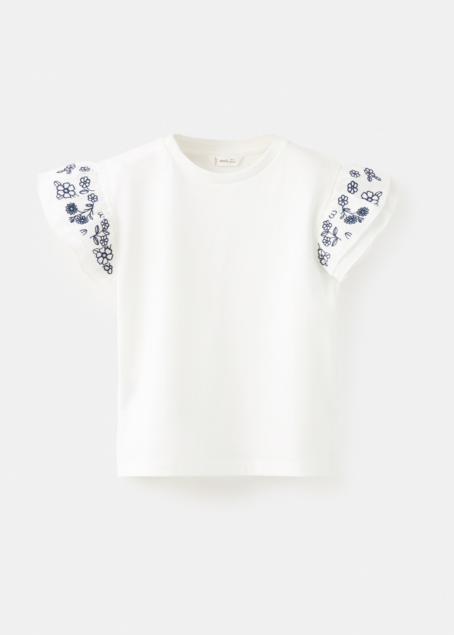 T-shirt com folhos e detalhes bordados - Artigo sem modelo