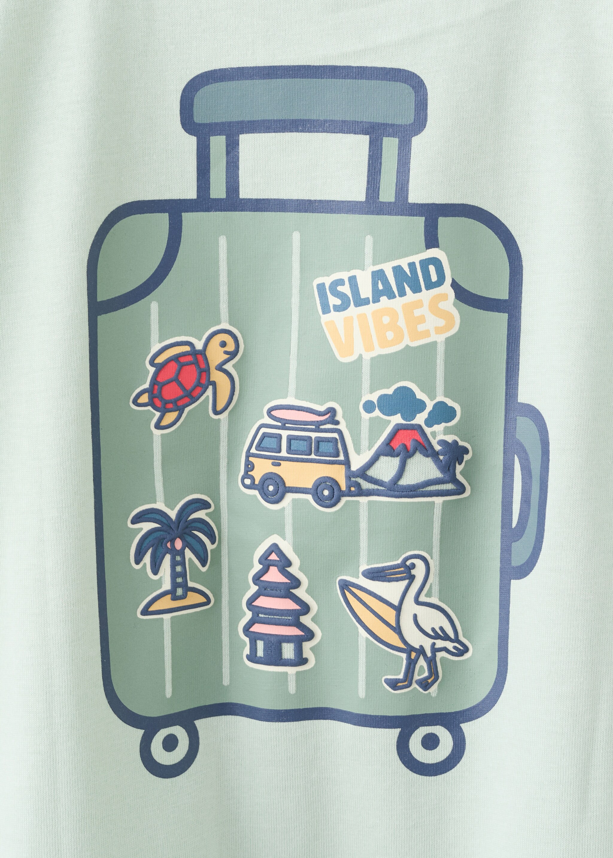 Printed cotton-blend t-shirt - Details of the article 0, Aqua Green. Ref: 27016344-00.