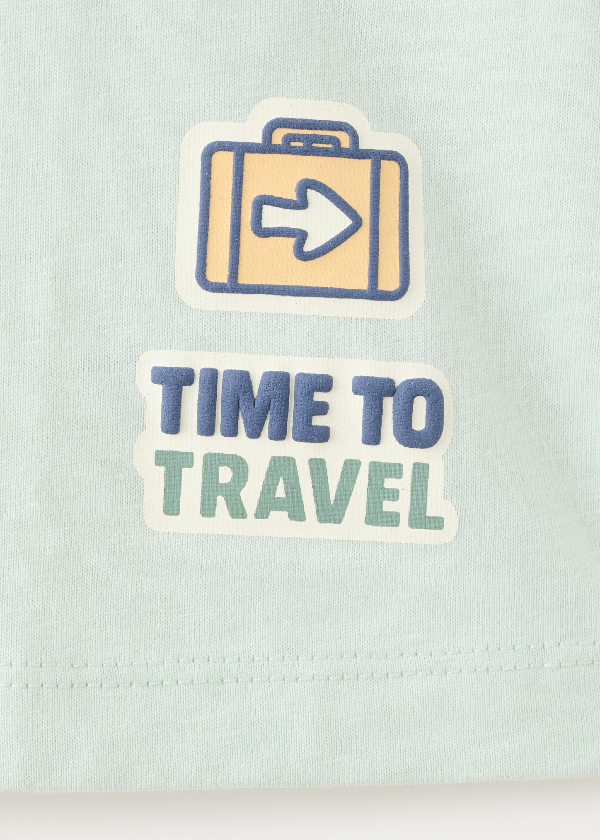 Printed cotton-blend t-shirt - Details of the article 8, Aqua Green. Ref: 27016344-00.