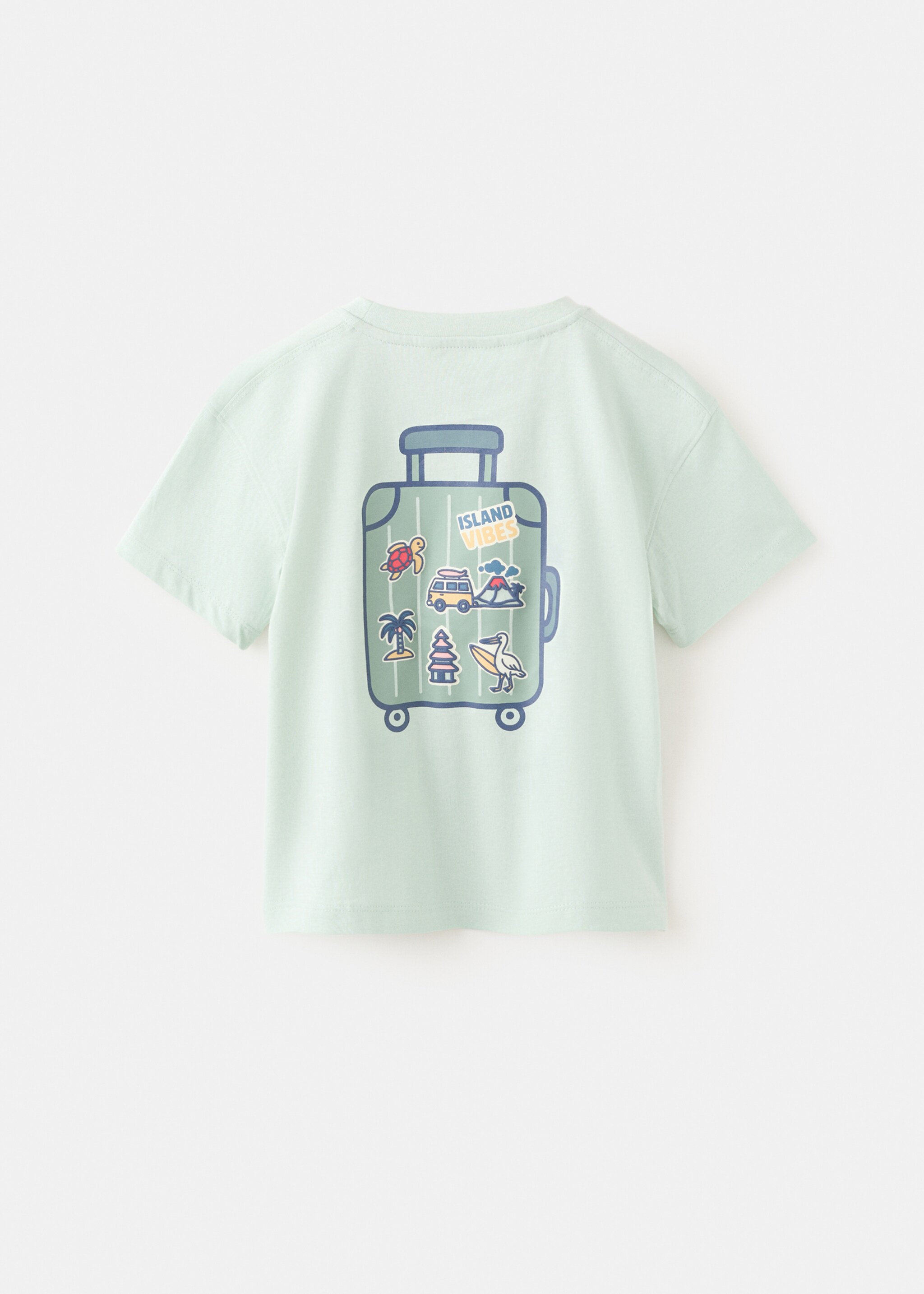 Printed cotton-blend t-shirt - Reverse of the article, Aqua Green. Ref: 27016344-00.