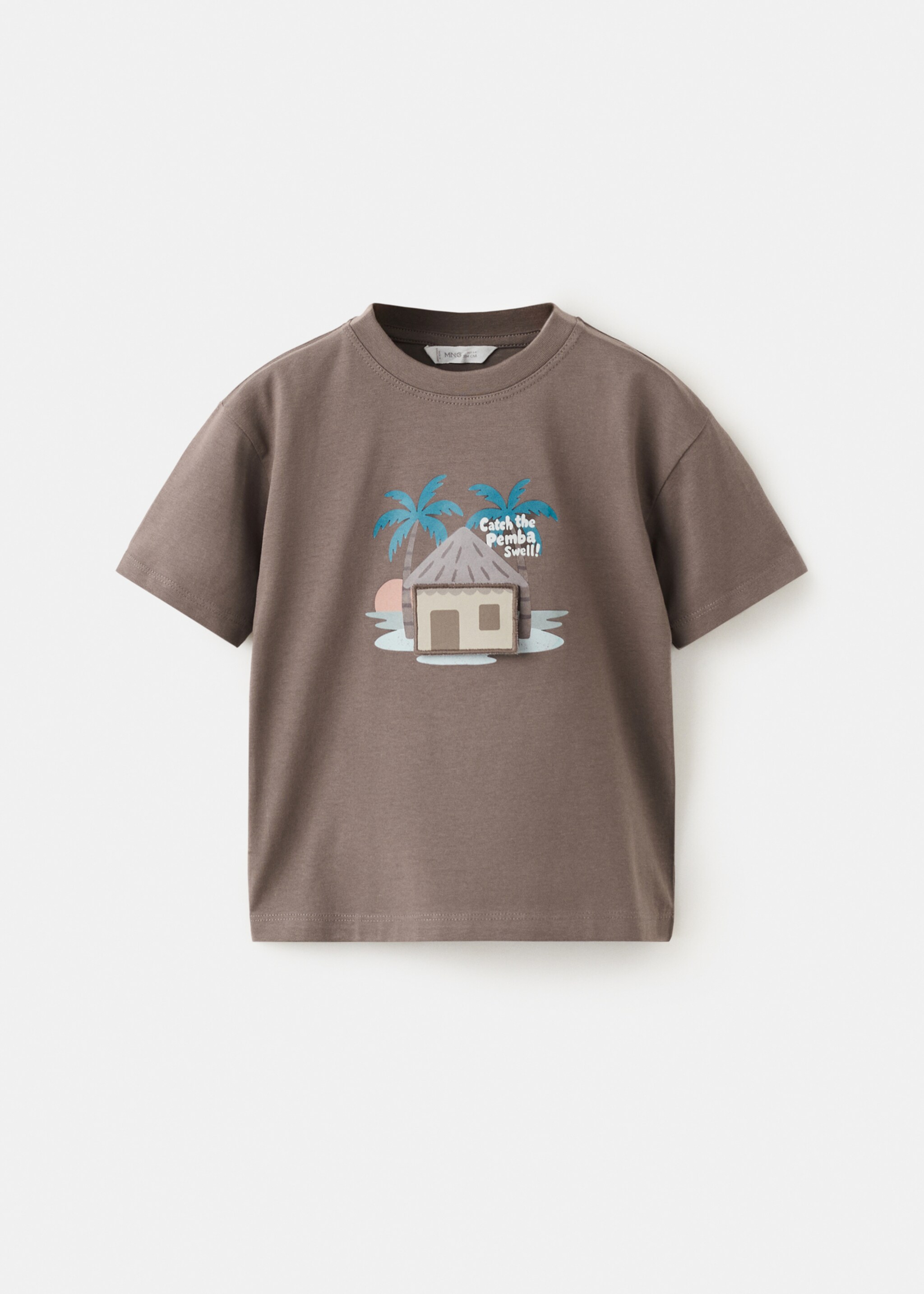 Embossed printed t-shirt - Article without model, Chocolate. Ref: 27016347-00.