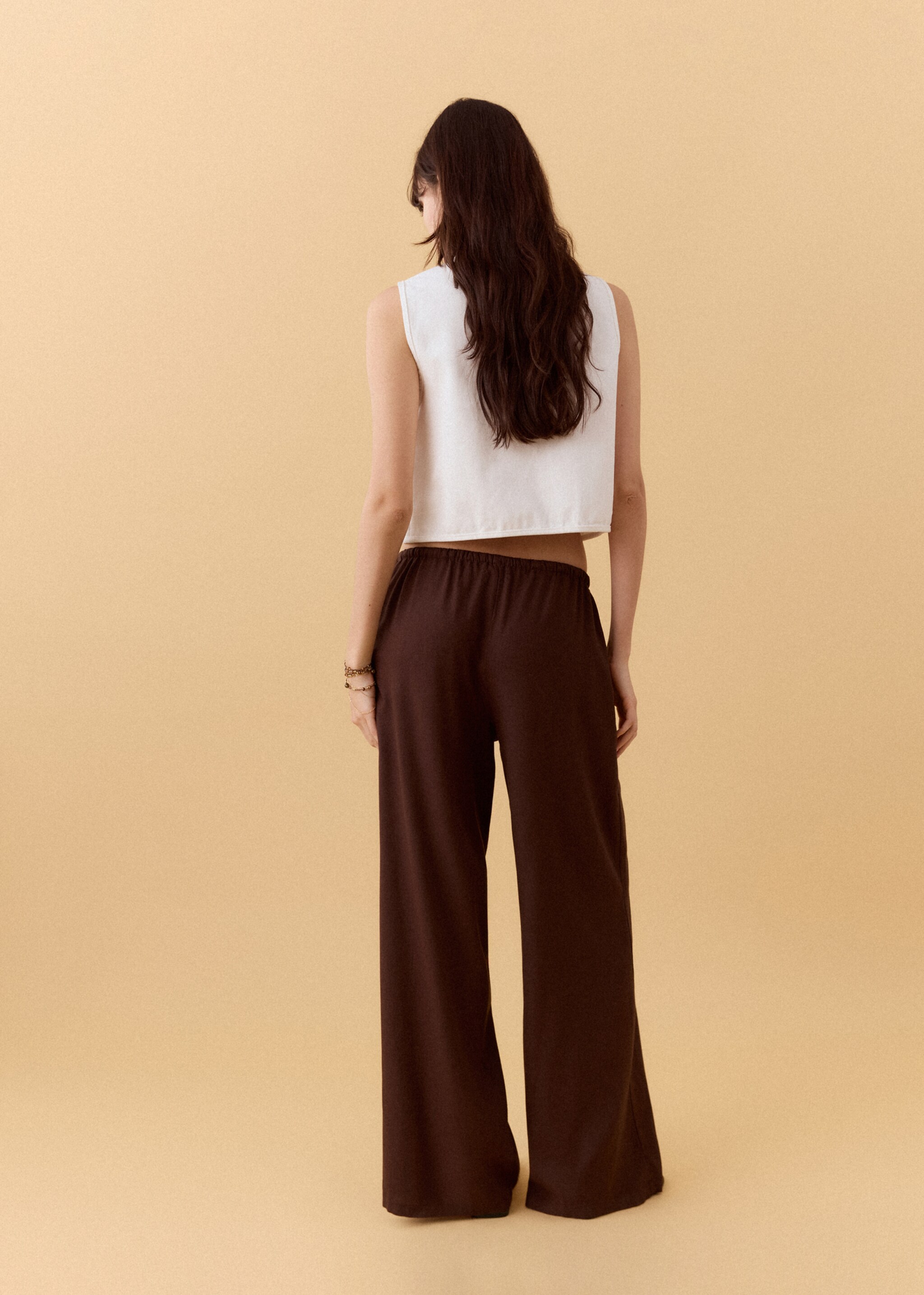 Pantalon droit fluide - Verso de l’article, Marron. Ref: 27016350-00.