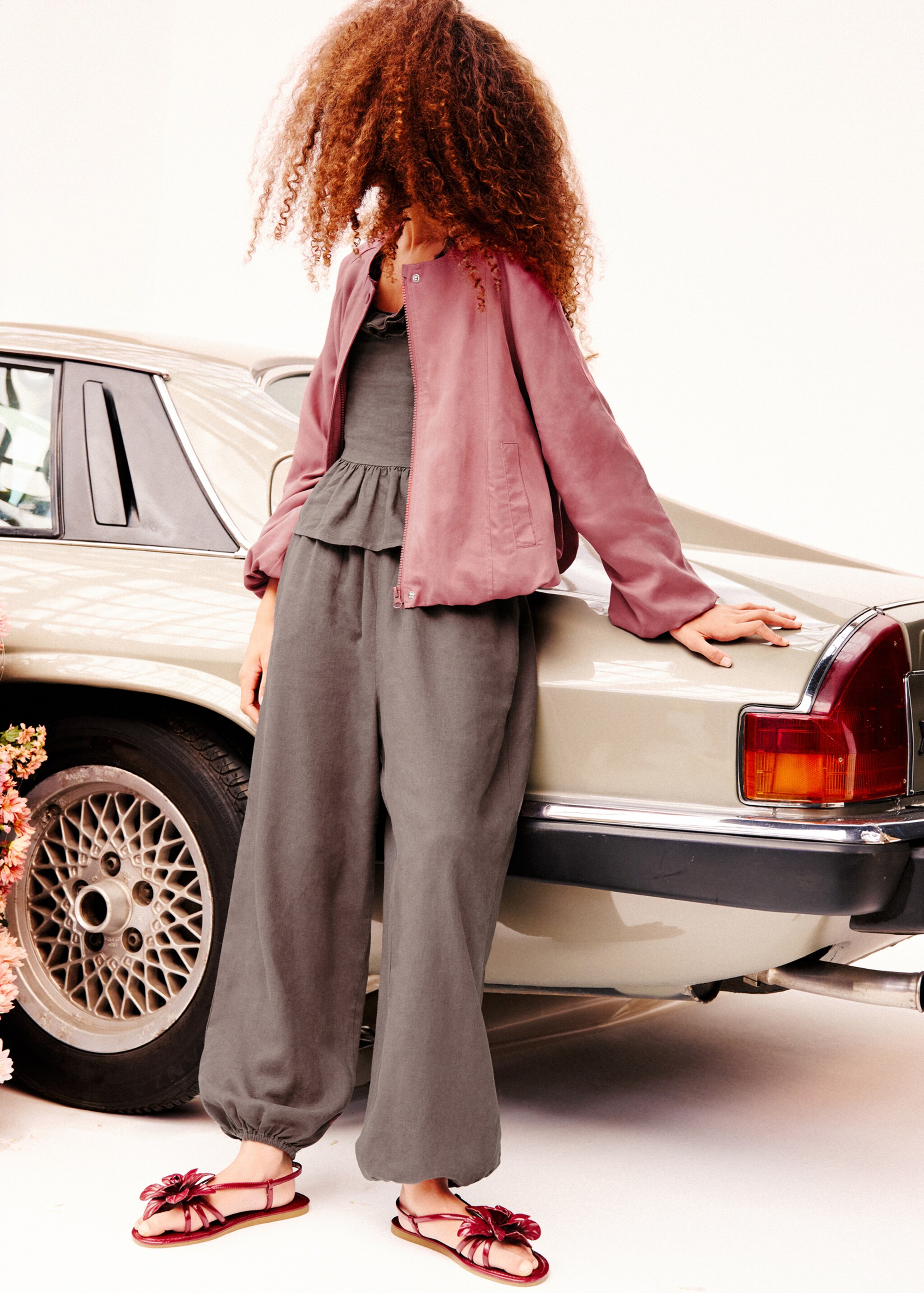 Pantalón mezcla lino balloon - Detalle del artículo 5, Chocolate. Ref: 27016351-00.