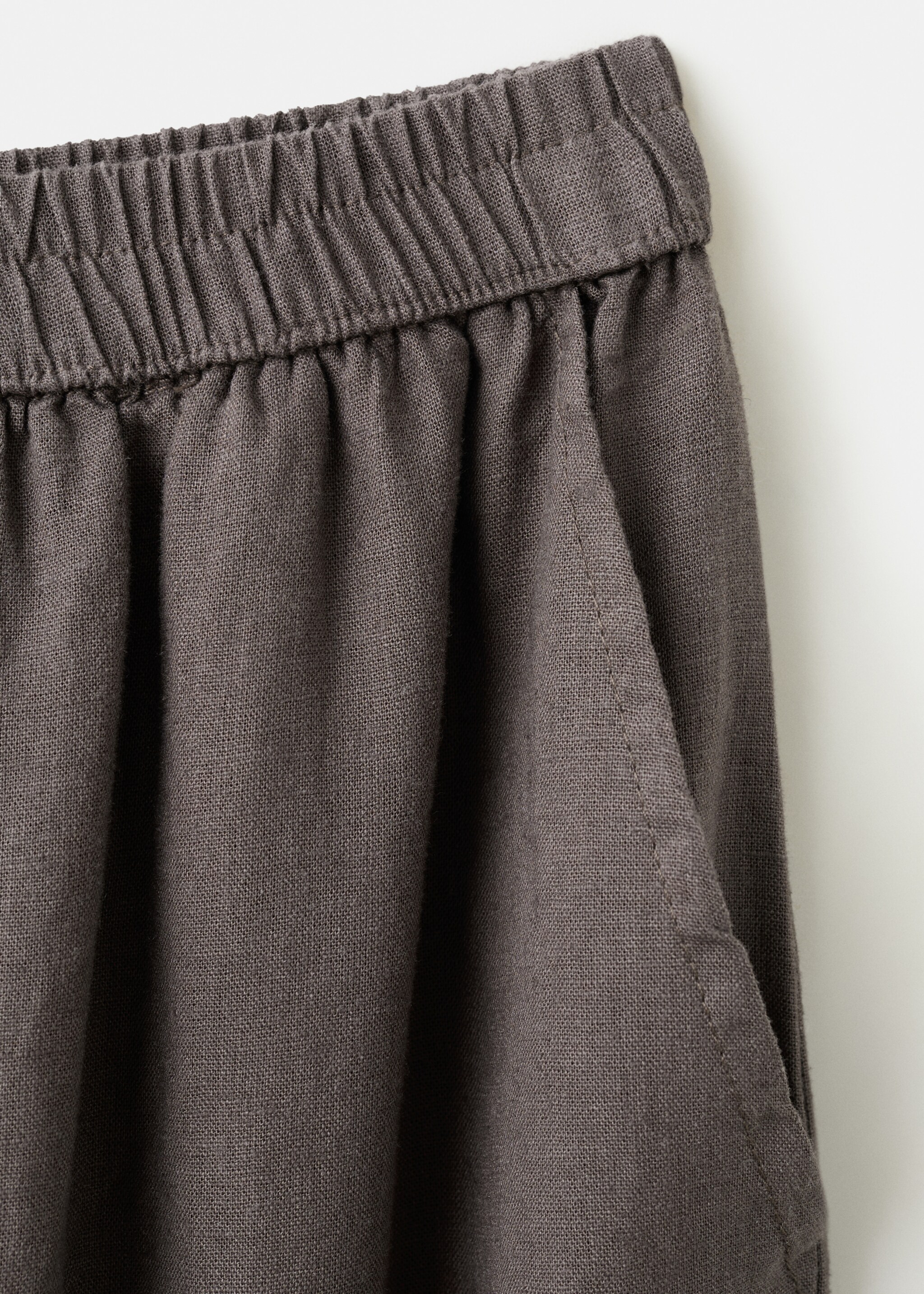 بنطلون مزيج الكتان بالون - تفاصيل المنتج 8, شوكولاتة. Ref: 27016351-00.