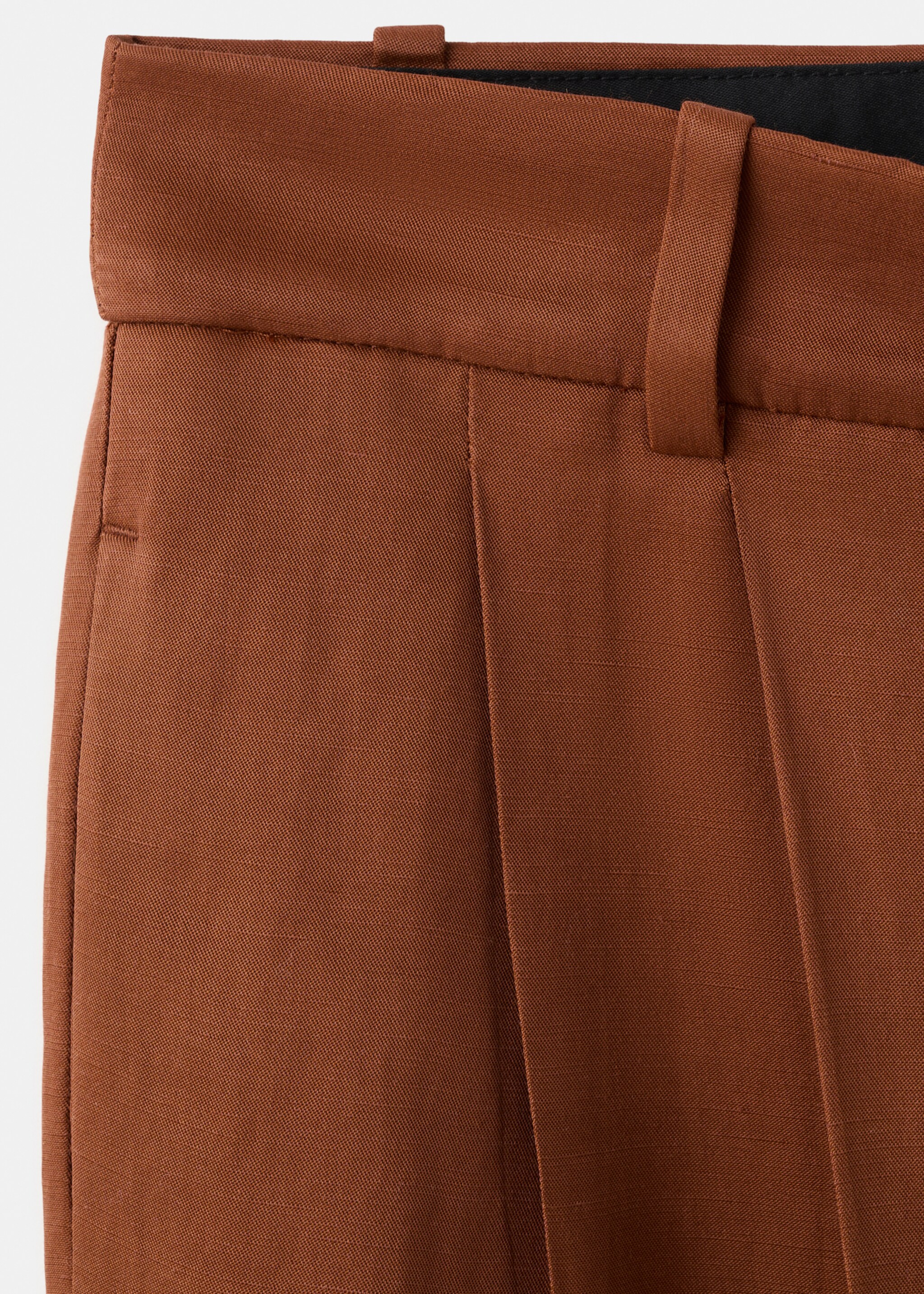 Pantalon mélange de lin pinces - Détail de l'article 0, Rouge-orangé. Ref: 27016352-00.