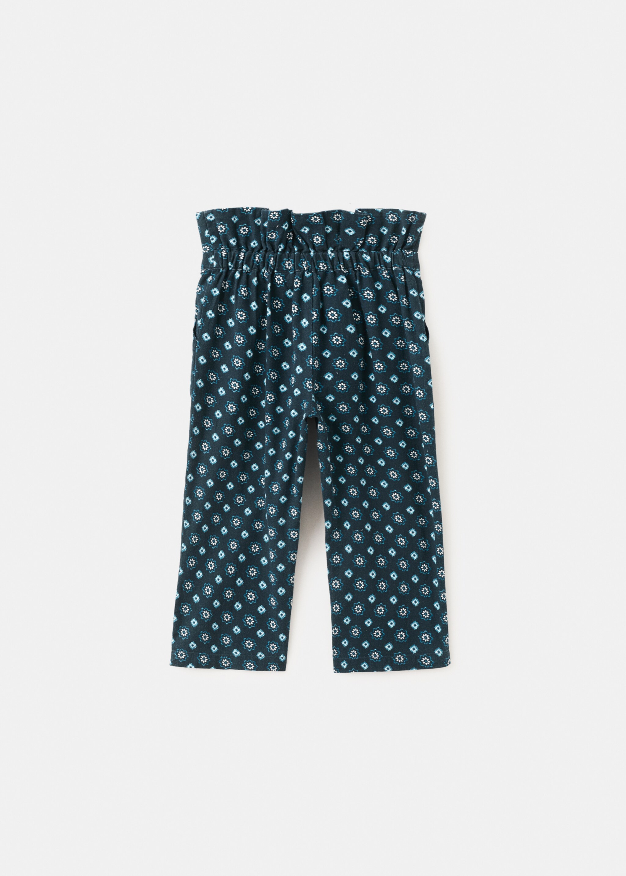 Printed trousers with turn-up waist - Reverse of the article, Navy. Ref: 27016354-00.