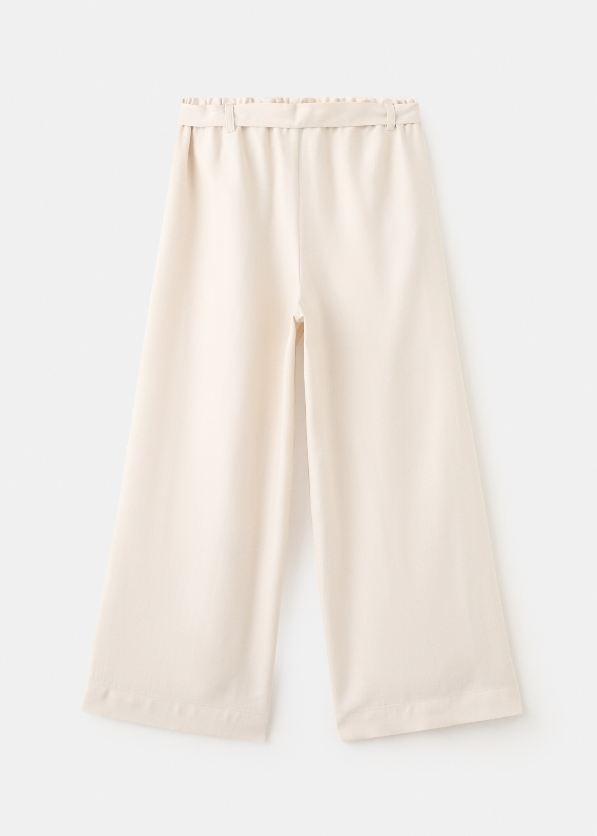 Flowy straight-fit trousers with bow - Reverse of the article, Beige. Ref: 27016355-00.