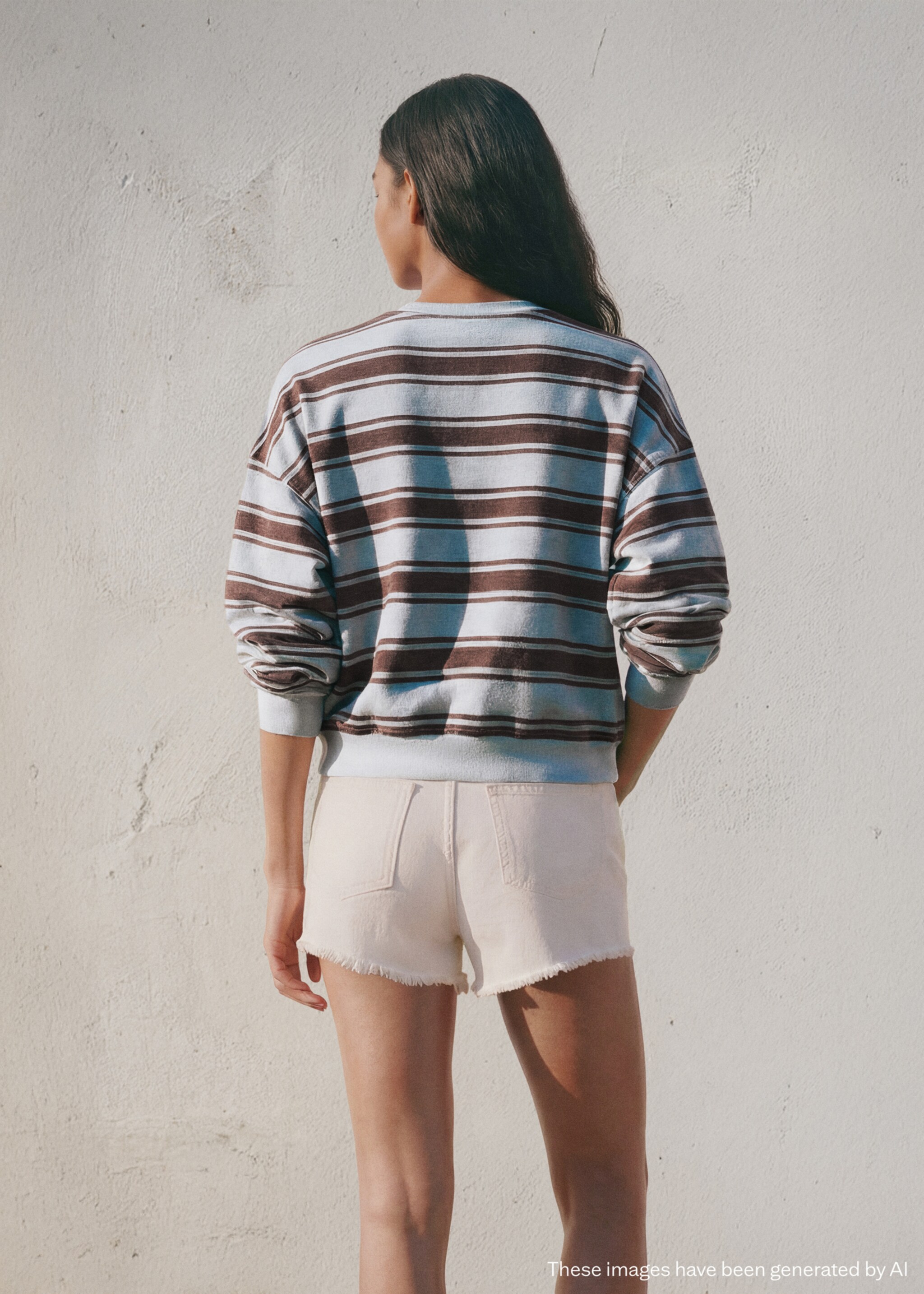 Bicolour striped sweatshirt - Reverse of the article, Blue. Ref: 27016359-00.