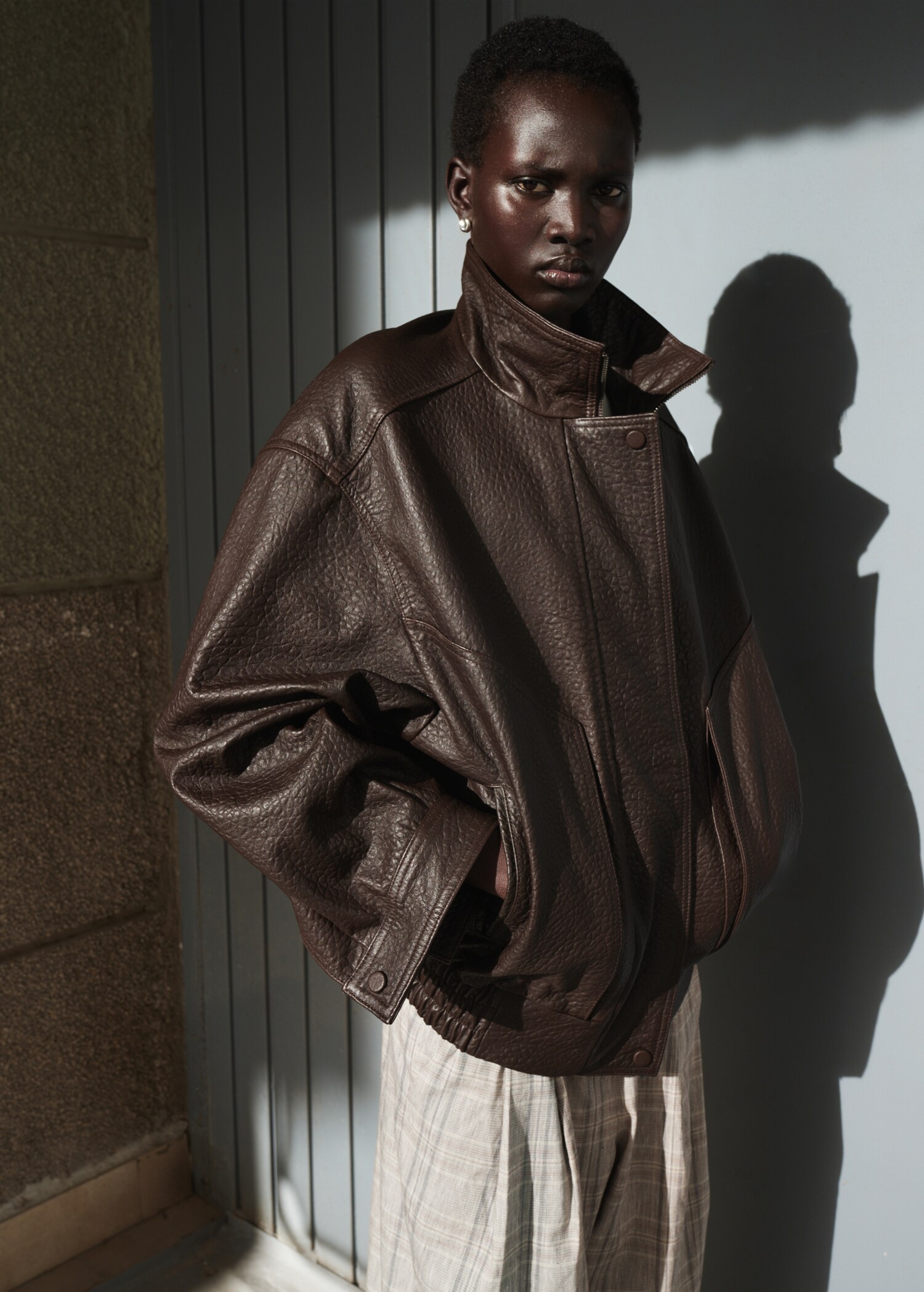 Check pleated trousers - Medium plane