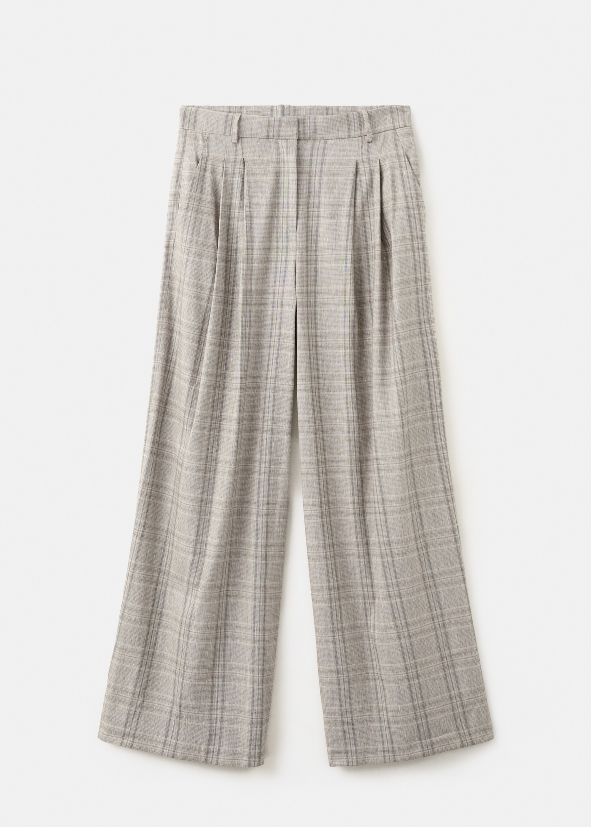 Check pleated trousers - Article without model, Light/Pastel Grey. Ref: 27016363-00.
