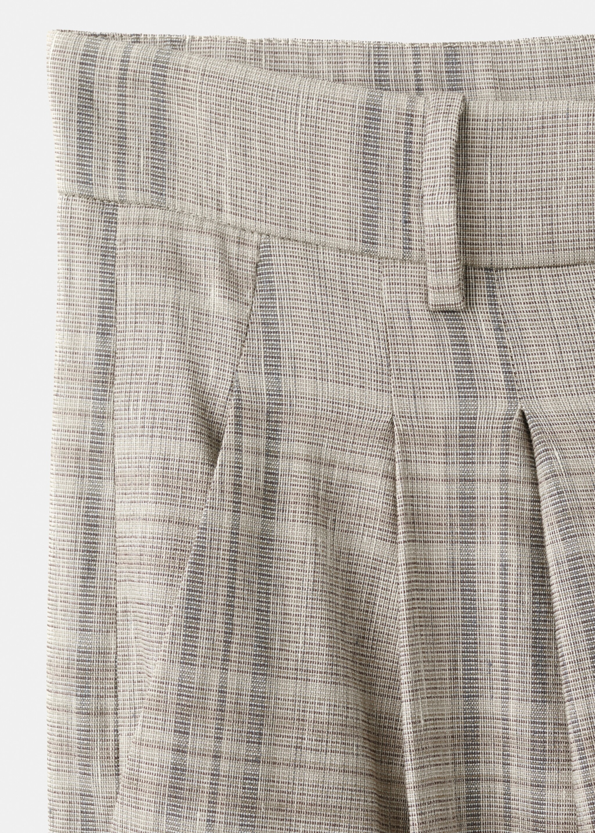 Check pleated trousers - Details of the article 0, Light/Pastel Grey. Ref: 27016363-00.