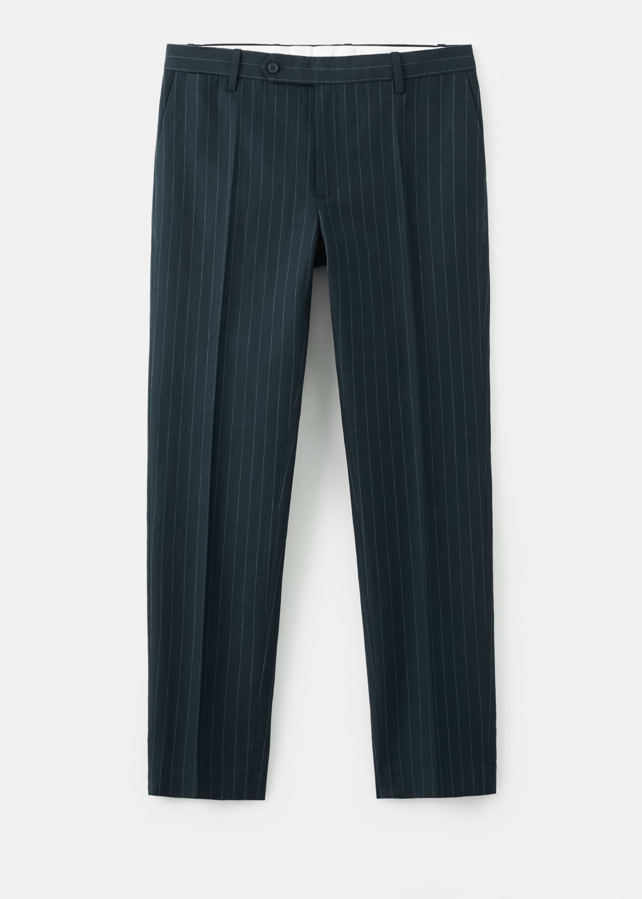 Regular fit linen blend pinstripe trousers - Article without model, Navy. Ref: 27016712-00.