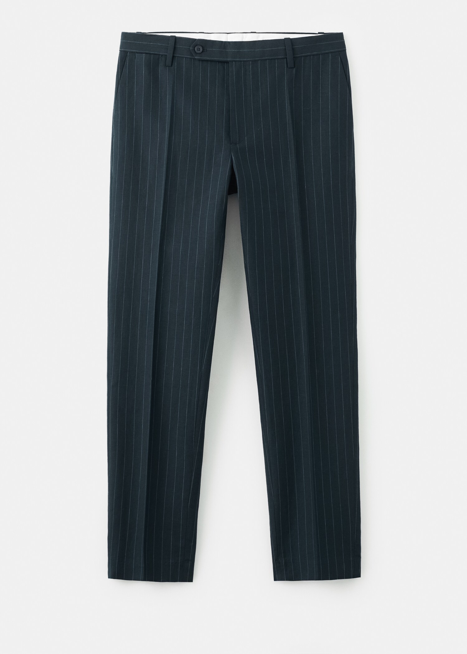 Regular fit linen blend pinstripe trousers - Article without model