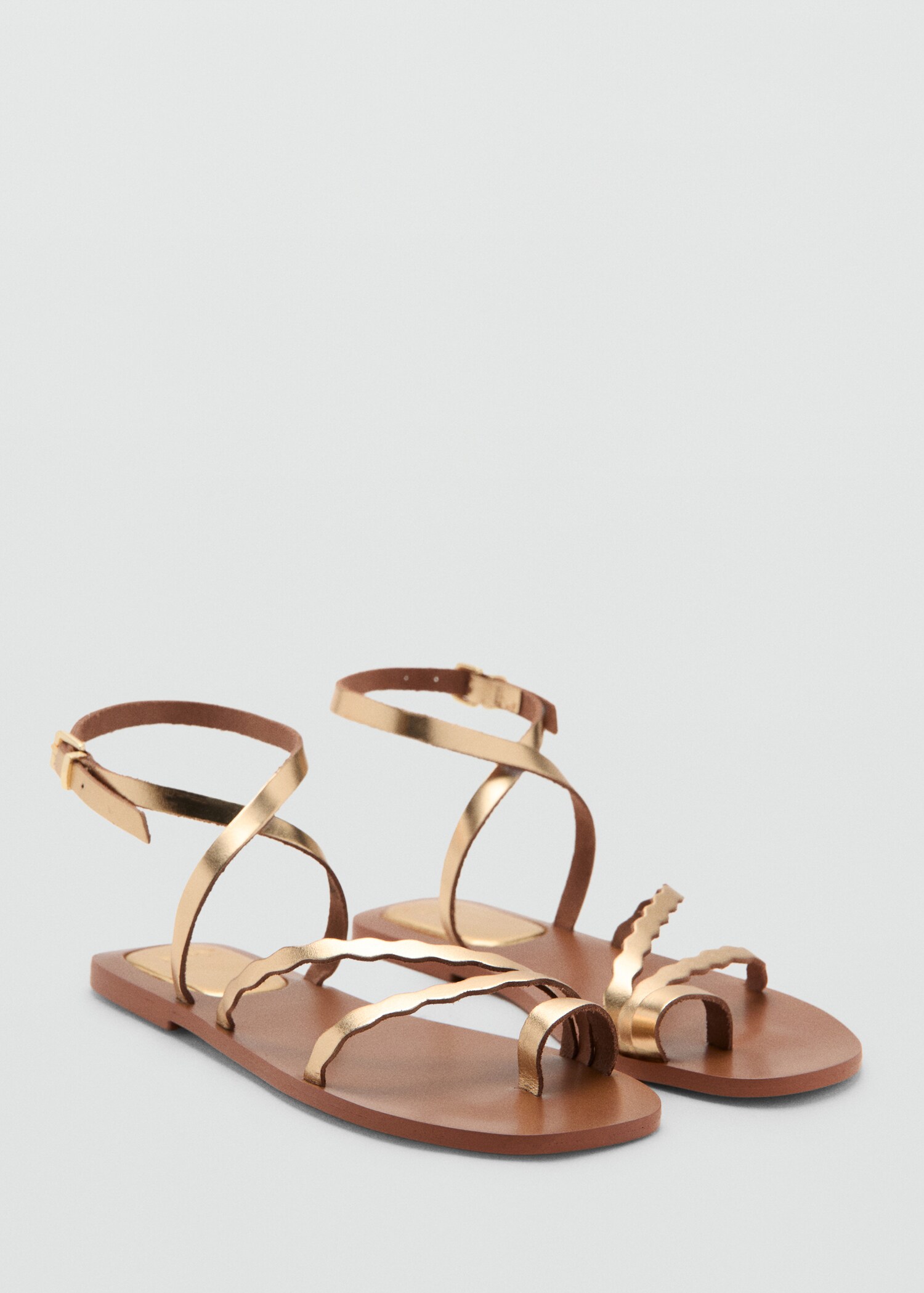 Scalloped leather sandals - Medium plane