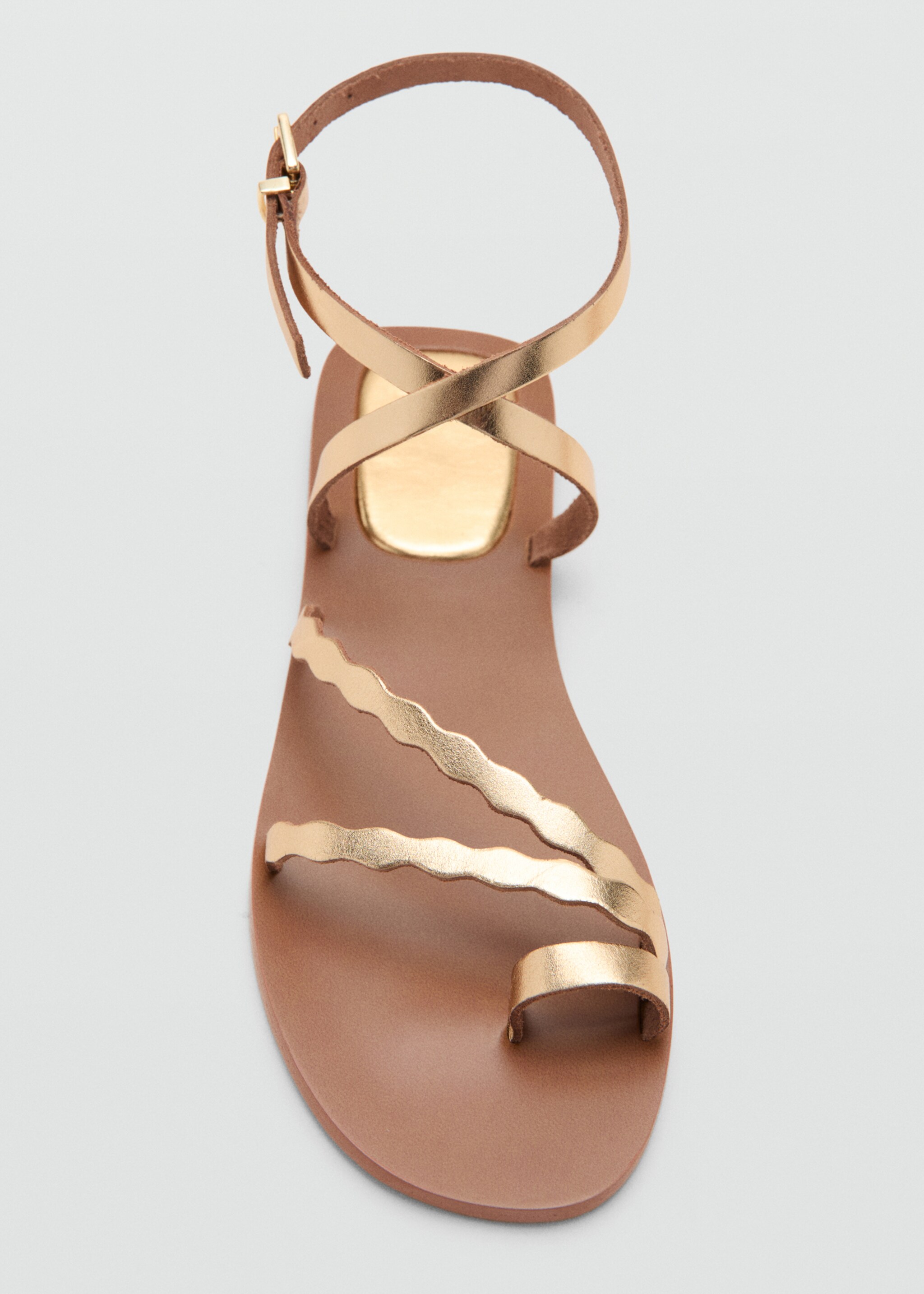 Scalloped leather sandals - Details of the article 2, Gold. Ref: 27016715-00.