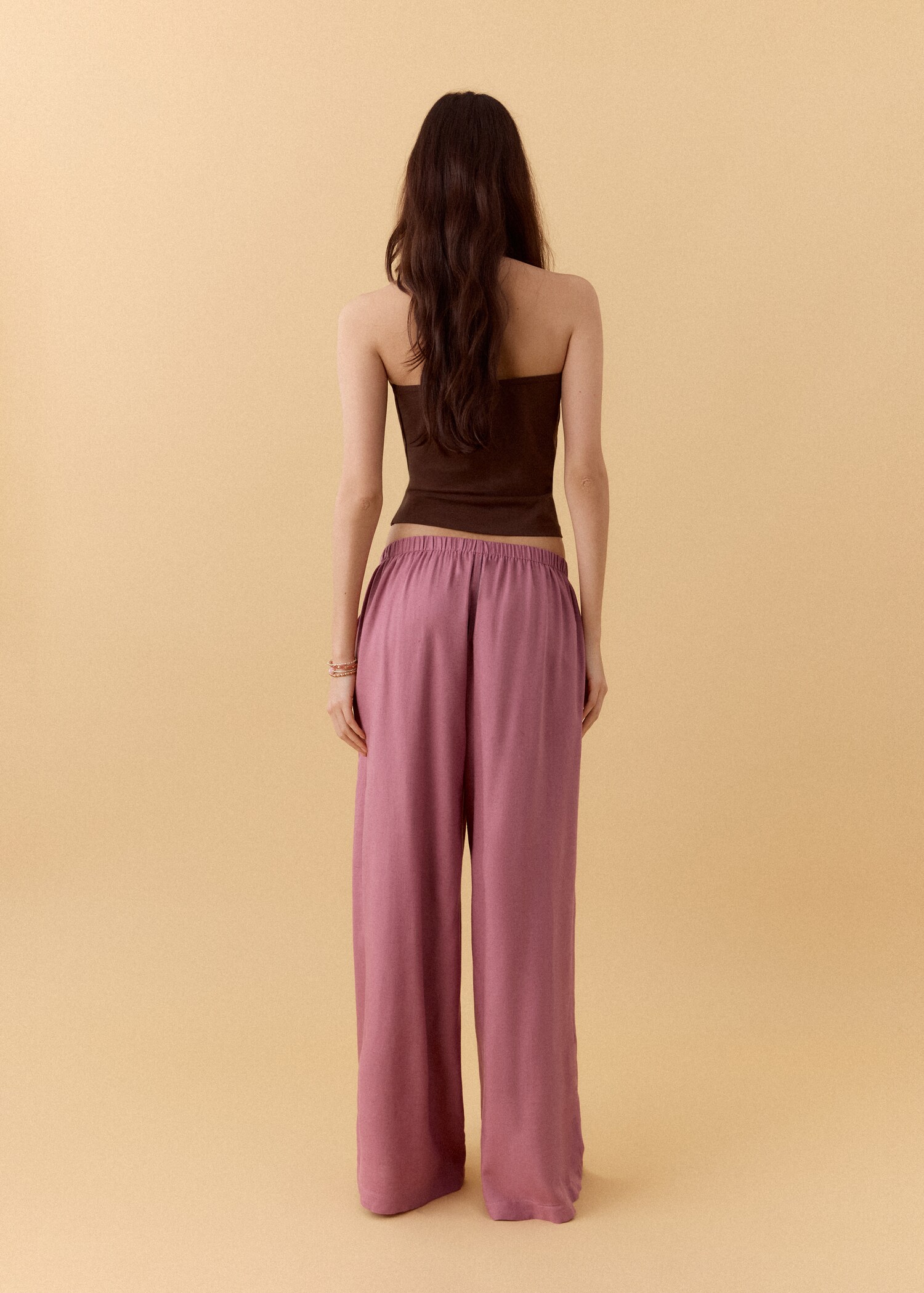 Straight linen-blend trousers - Reverse of the article