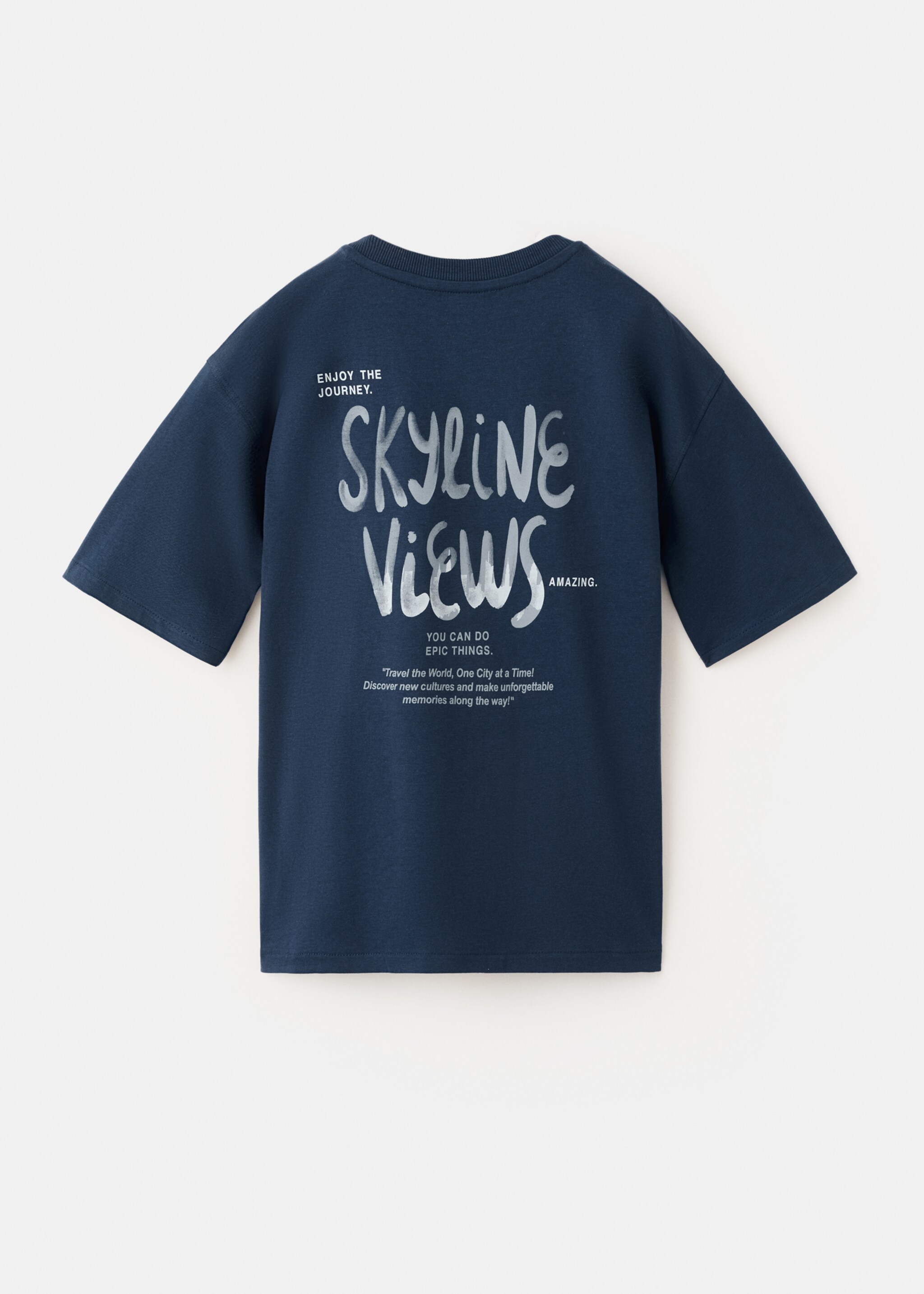 T-shirt pièce imprimé - Verso de l’article, Bleu marine. Ref: 27016732-00.