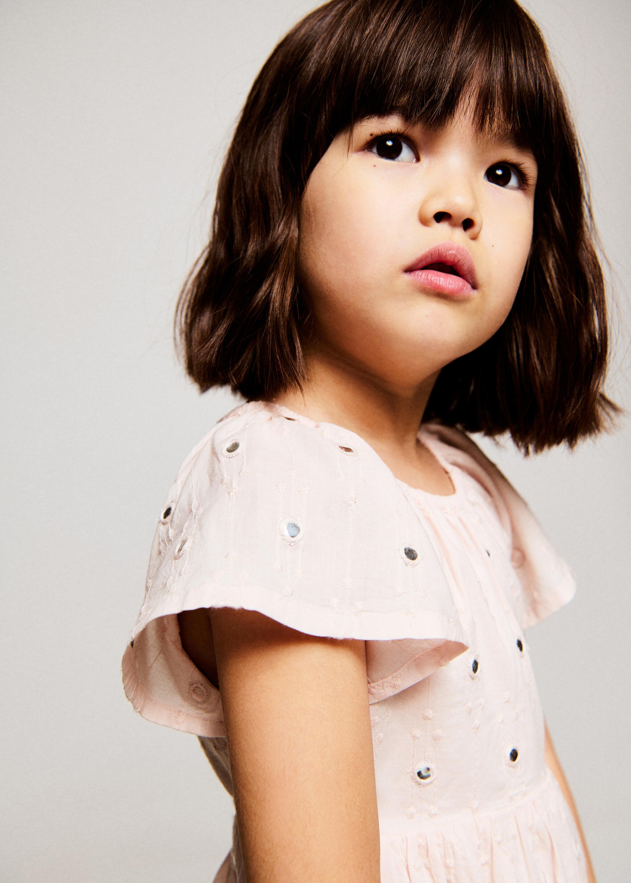 Flowy dress with sparkle details - Details of the article 1, Light Pink. Ref: 27016733-00.