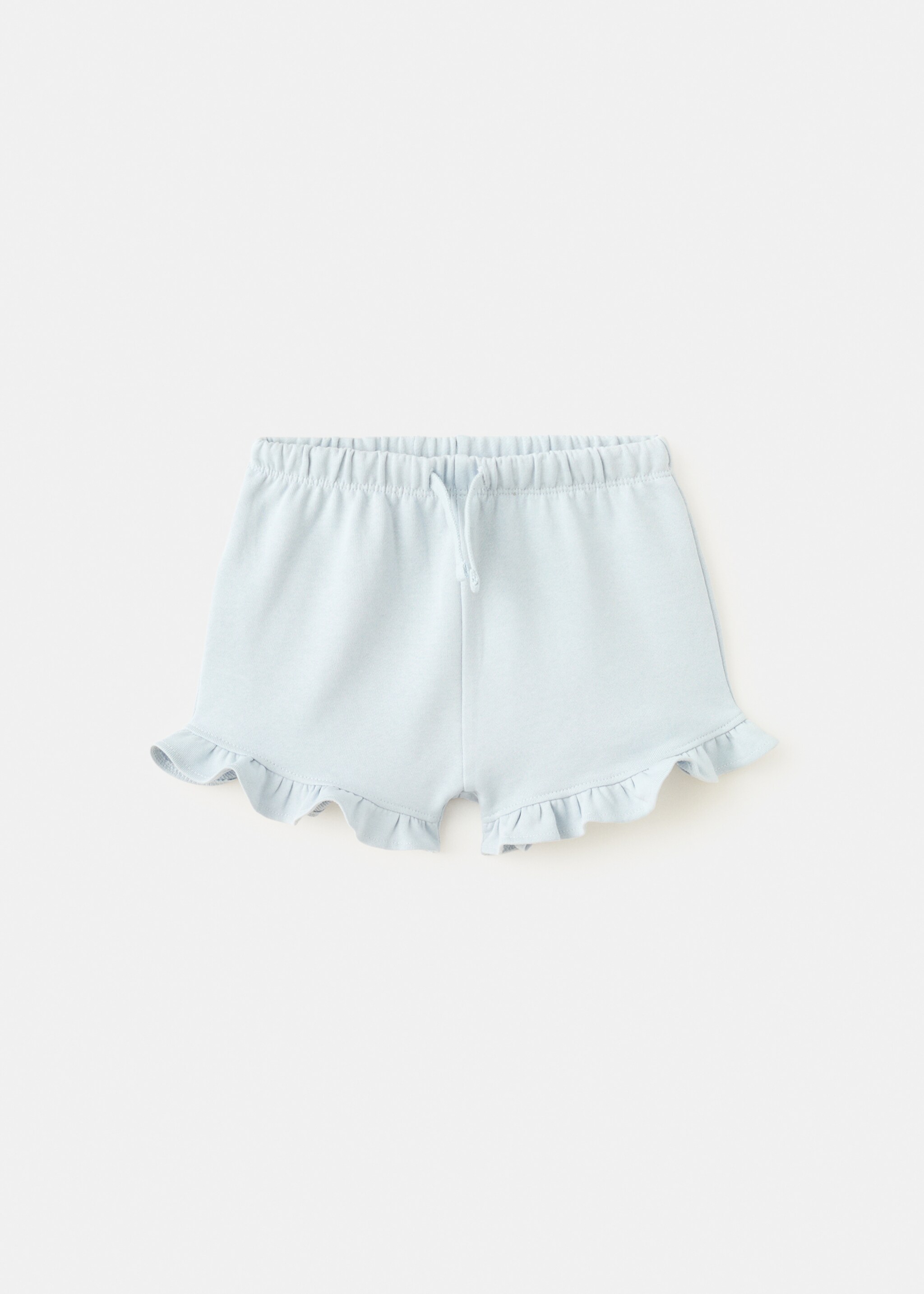 Short en coton à volants - Article sans modèle, Bleu ciel. Ref: 27016735-00.