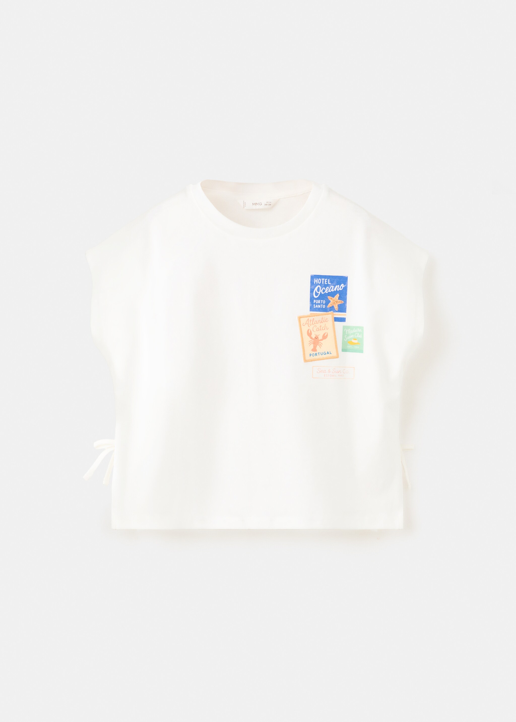 Футболка з принтом та декоративними бантиками - Товар без моделі, Брудно-білий. Ref: 27016737-00.