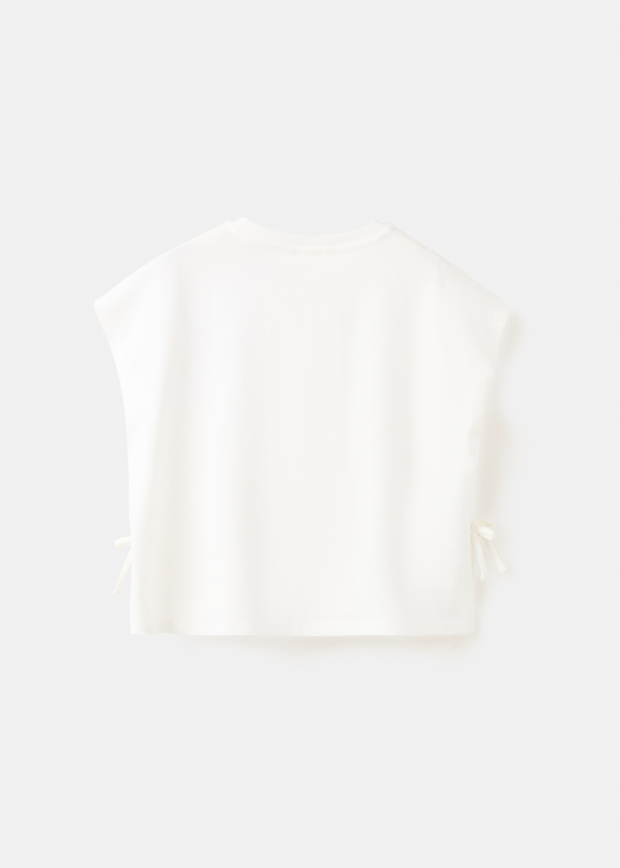 Футболка з принтом та декоративними бантиками - Зворотна сторона товару, Брудно-білий. Ref: 27016737-00.