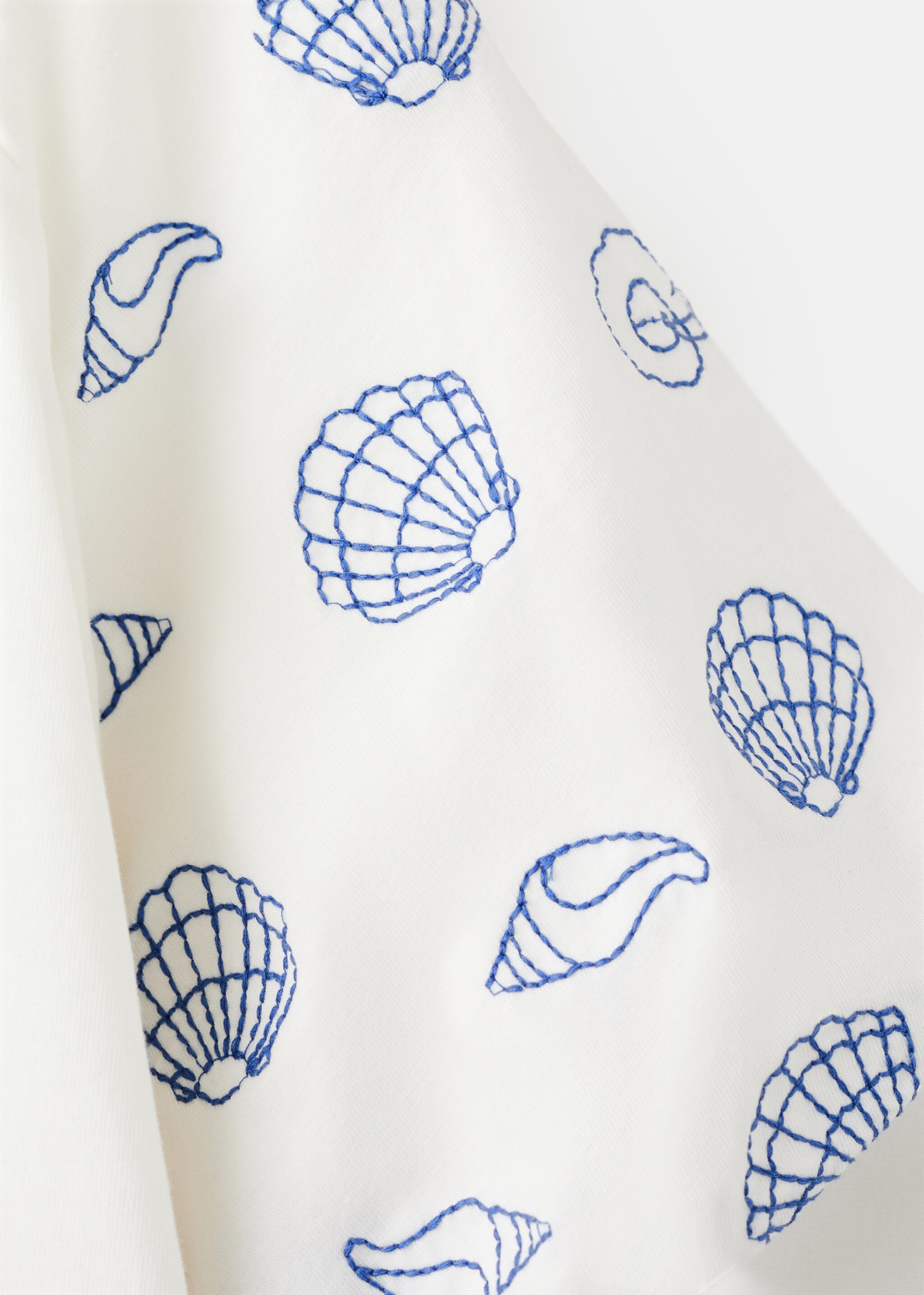 Cotton T-shirt with embroidered sleeves - Details of the article 8, Off White. Ref: 27016740-00.