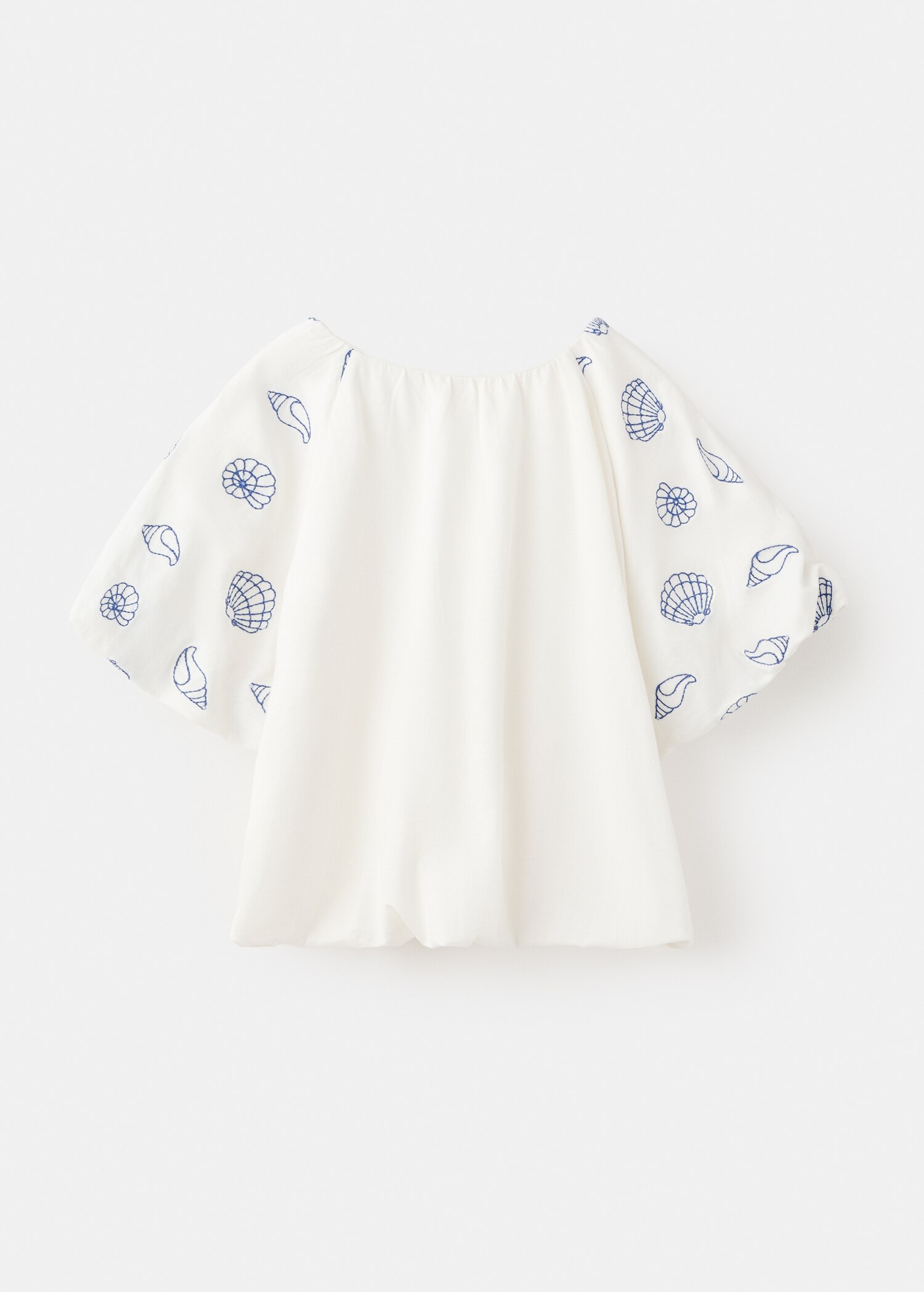 Cotton T-shirt with embroidered sleeves - Reverse of the article