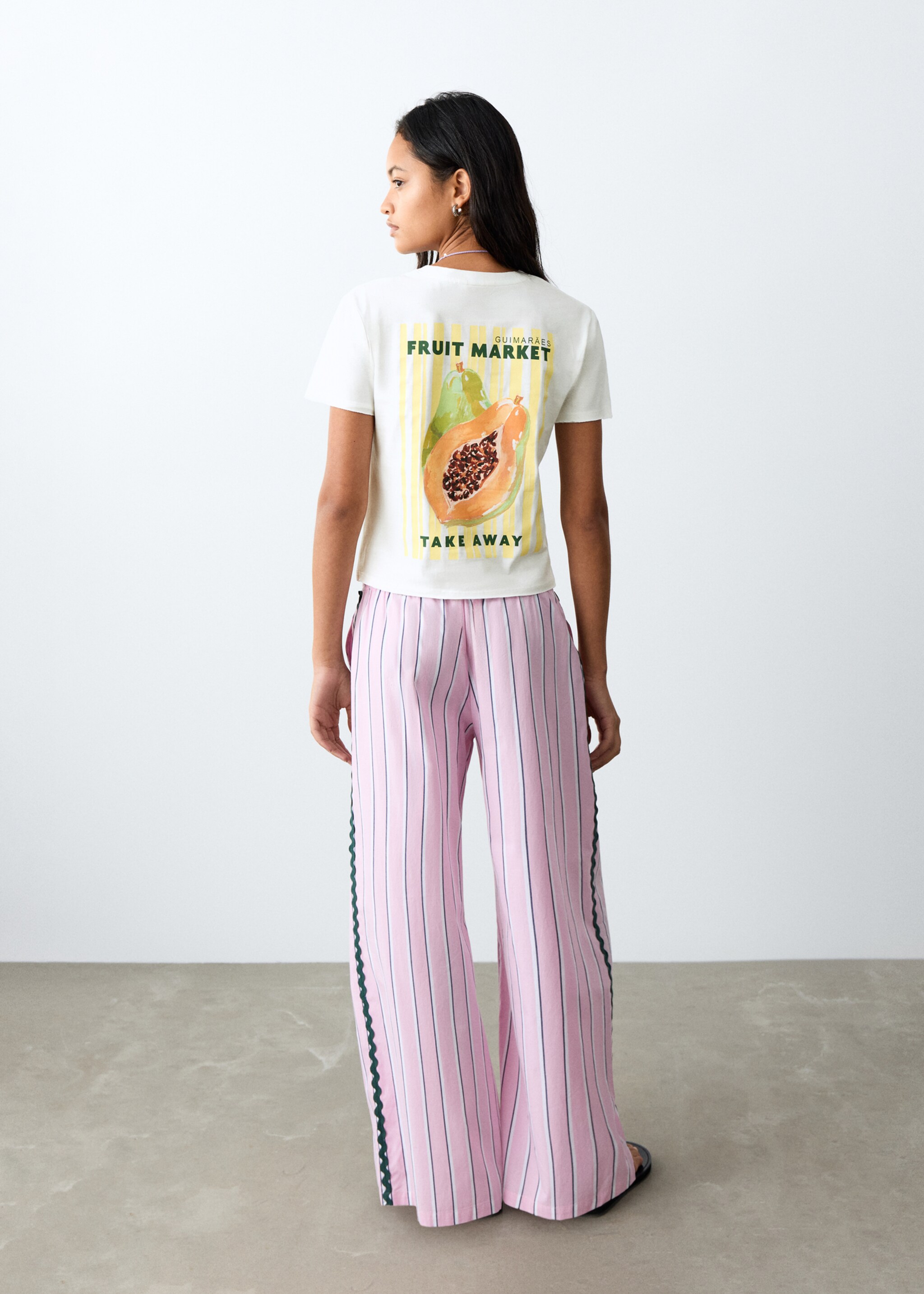 Camiseta algodón estampada - Reverso del artículo, Blanco roto. Ref: 27016743-00.