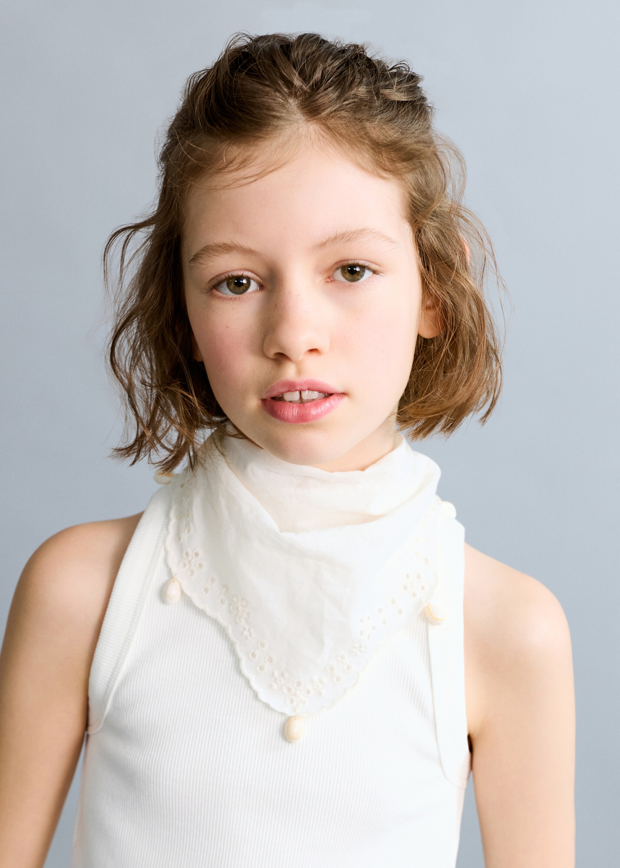 Ribbed cotton-blend top - Details of the article 1, Off White. Ref: 27016747-00.