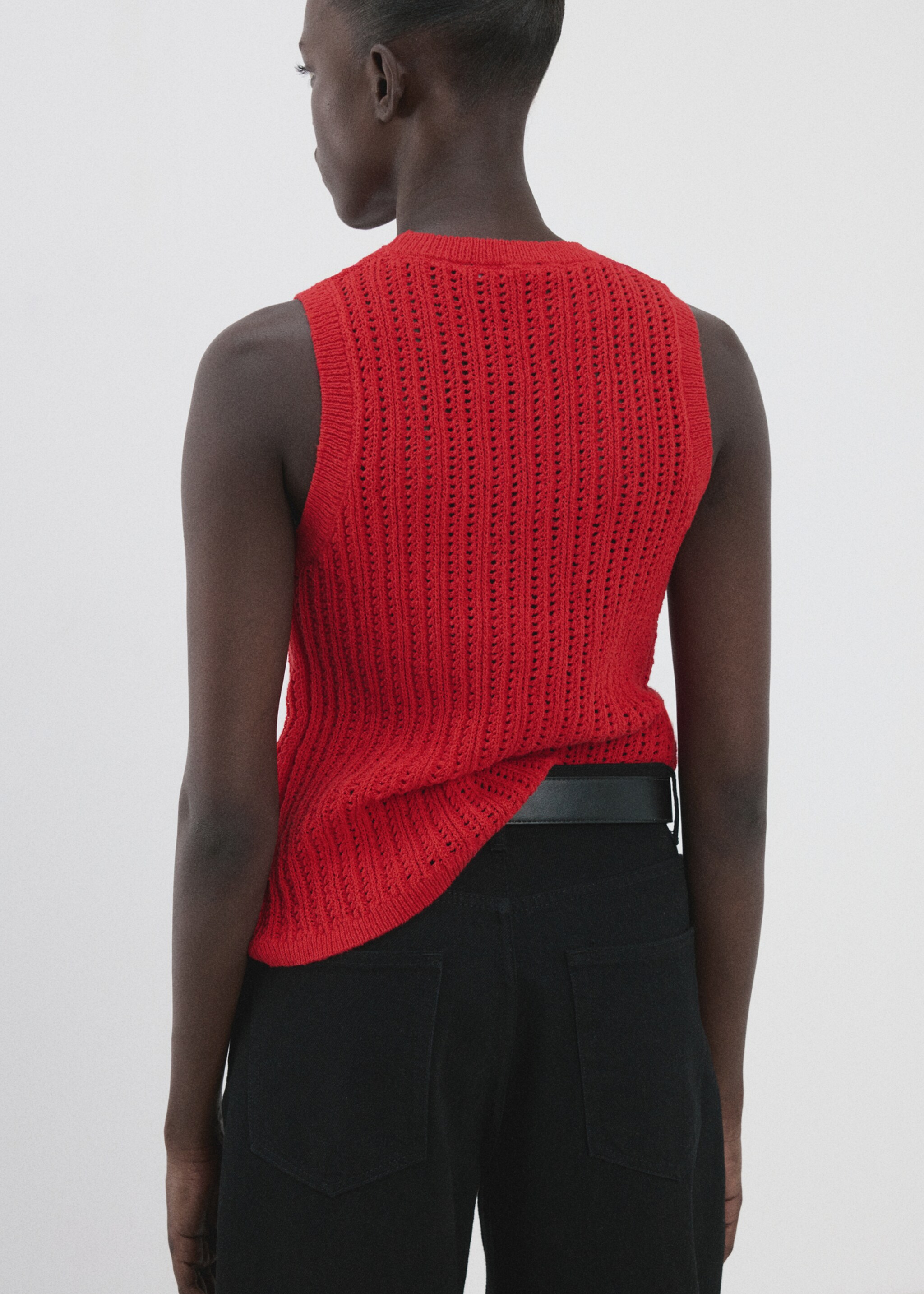 Openwork knit top - Reverse of the article, Red. Ref: 27017141-00.