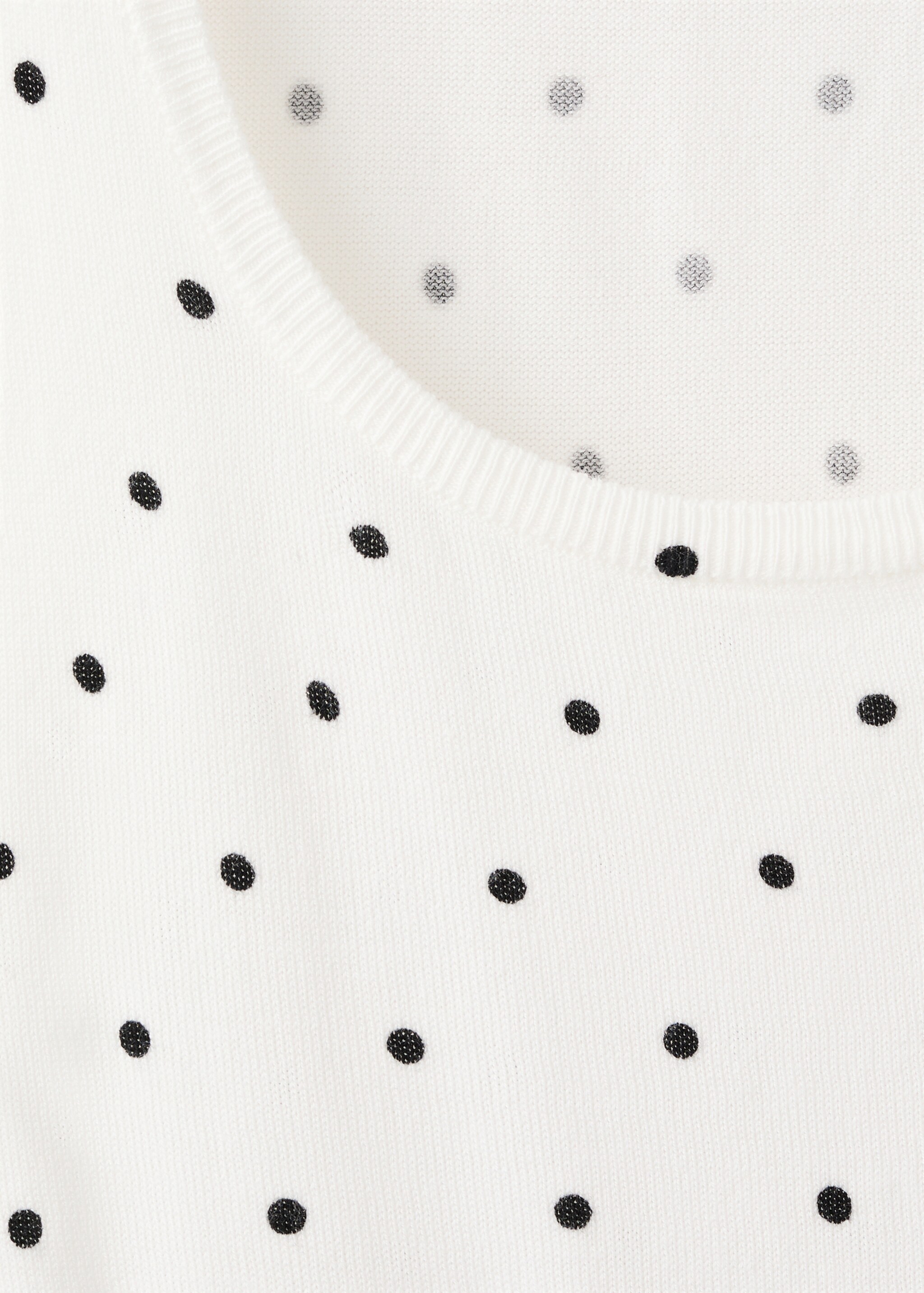 Polka-dot knitted top - Details of the article 8, Off White. Ref: 27017148-00.