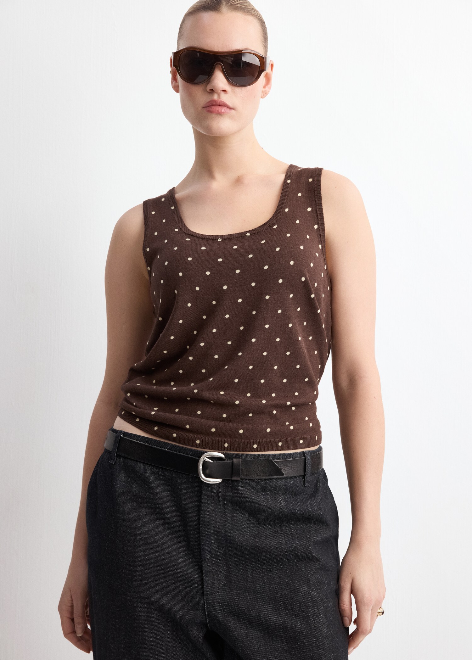 Polka-dot knitted top - Details of the article 5