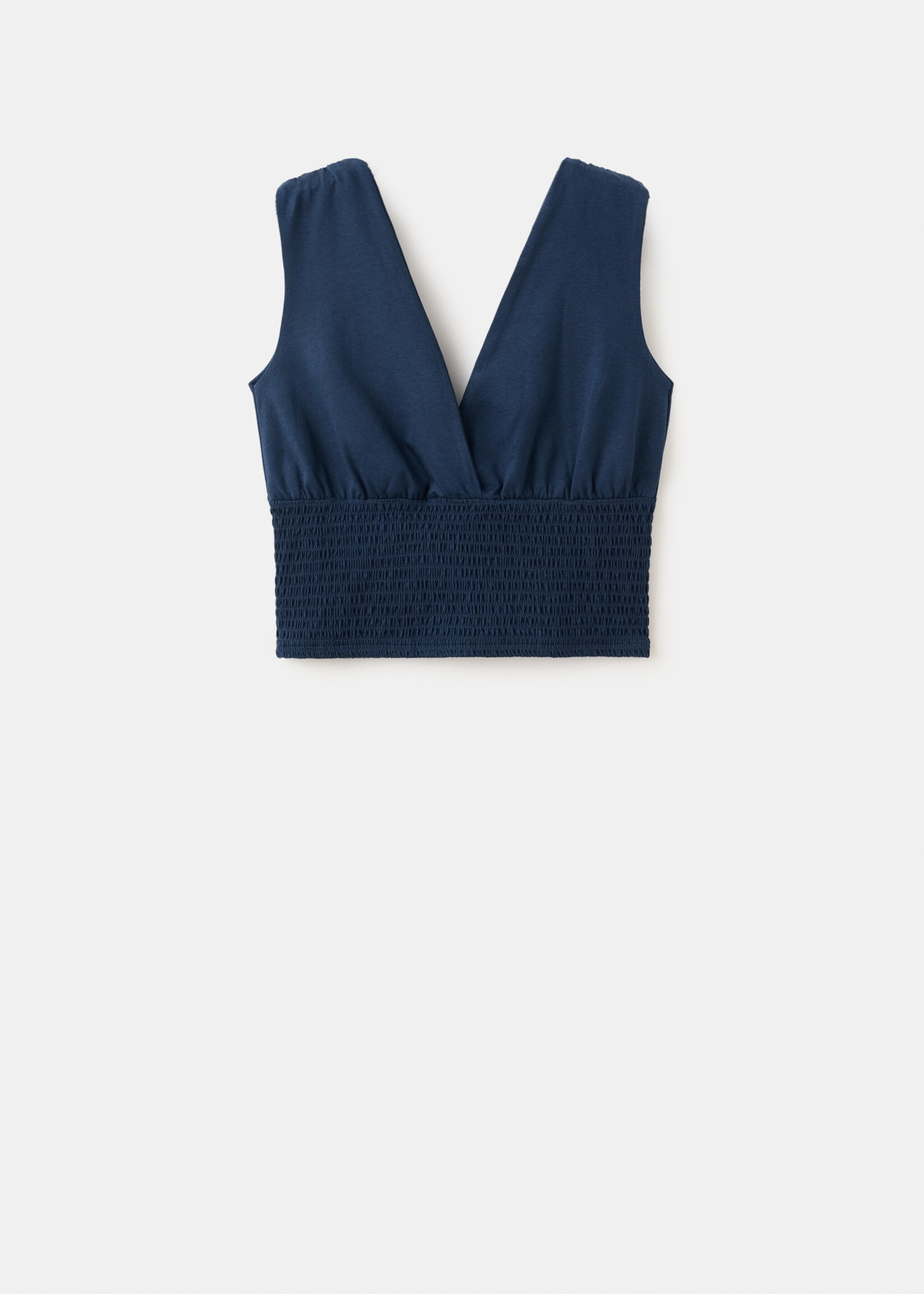 Ruched V-neck top - Article without model, Navy. Ref: 27017149-00.
