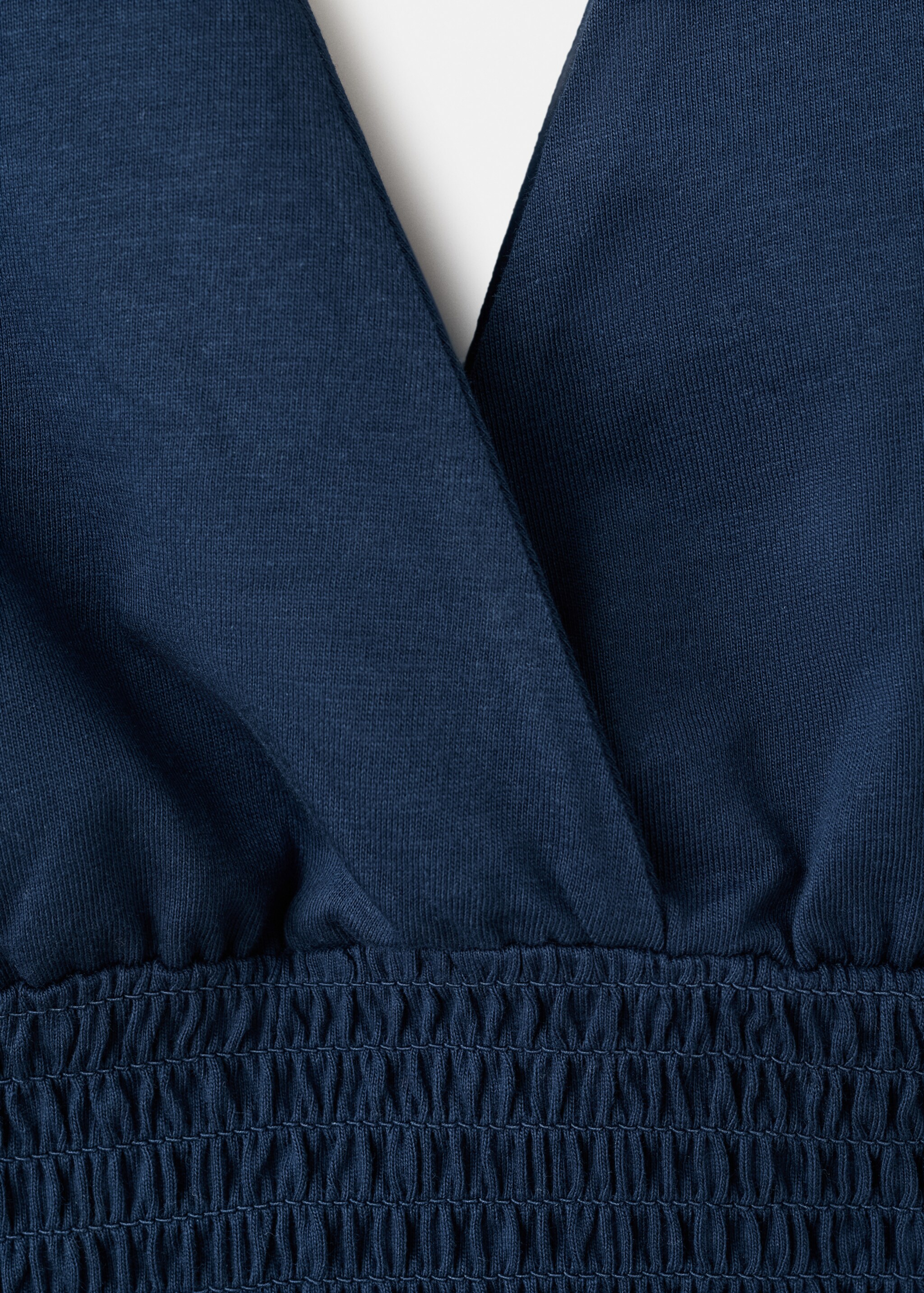 Ruched V-neck top - Details of the article 0, Navy. Ref: 27017149-00.