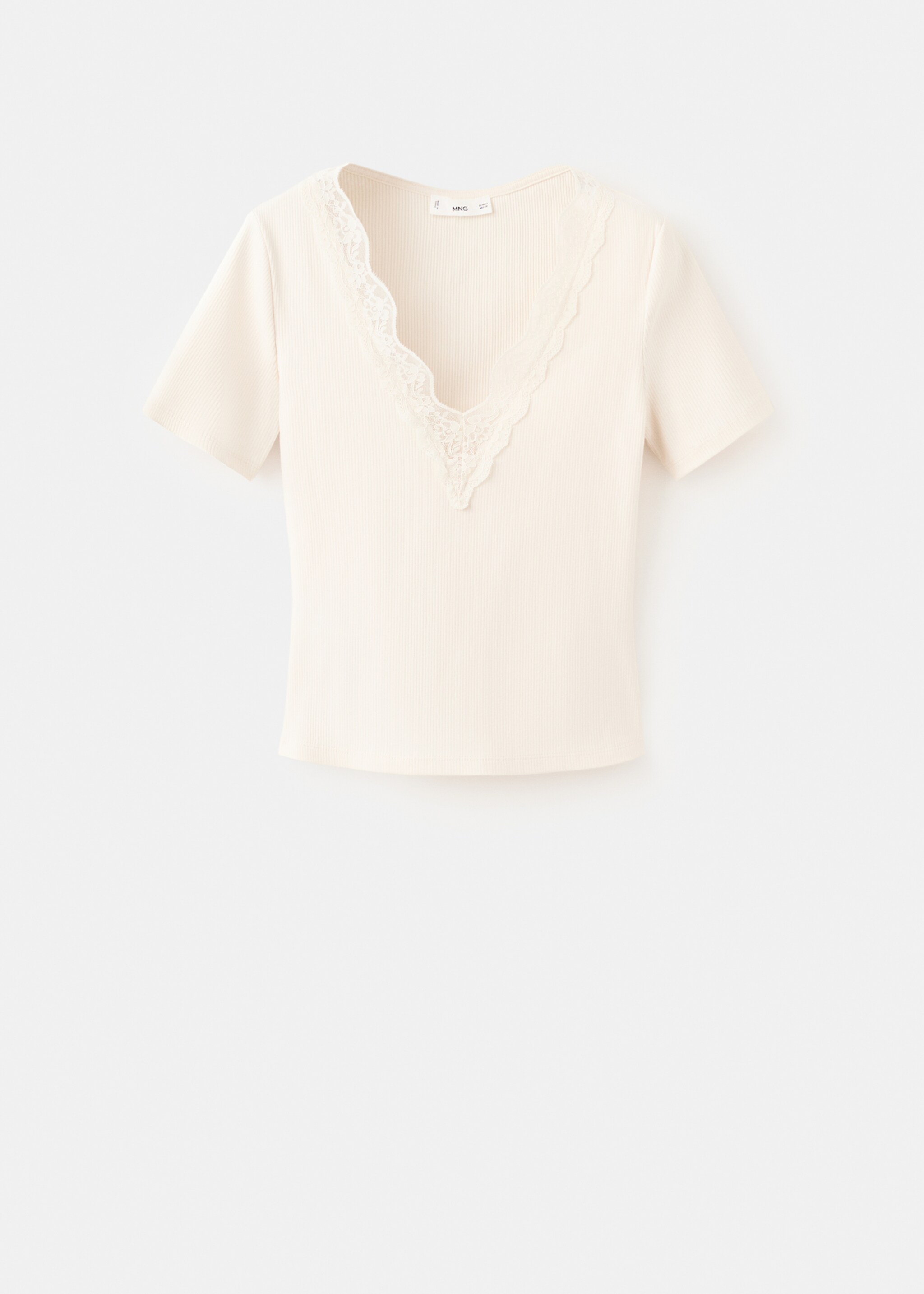 Lace trim top - Article without model, Ecru. Ref: 27017150-00.