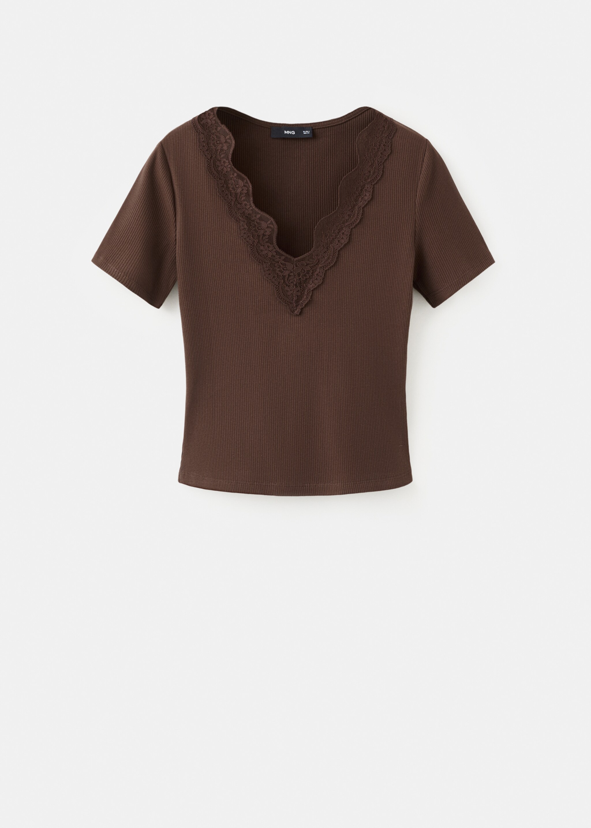 Lace trim top - Article without model, Brown. Ref: 27017150-00.