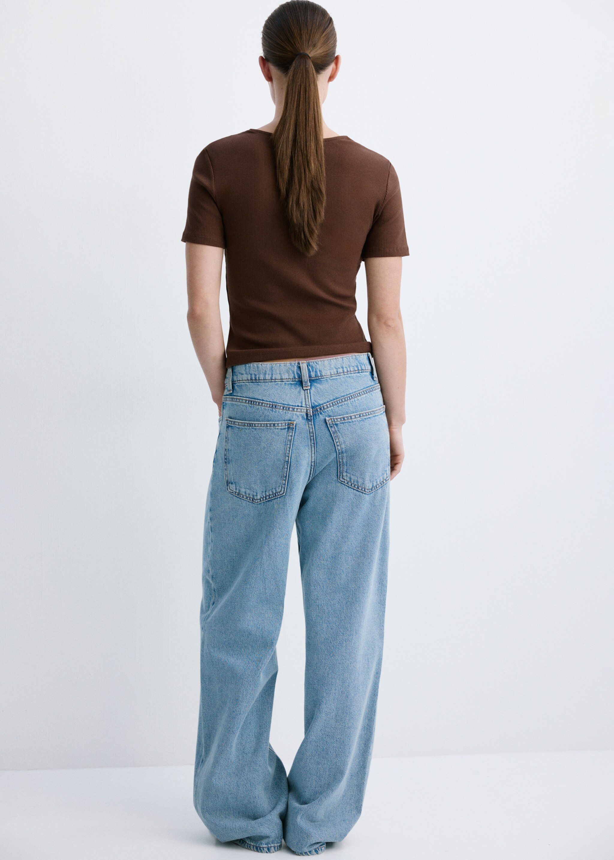 Lace trim top - Reverse of the article, Brown. Ref: 27017150-00.