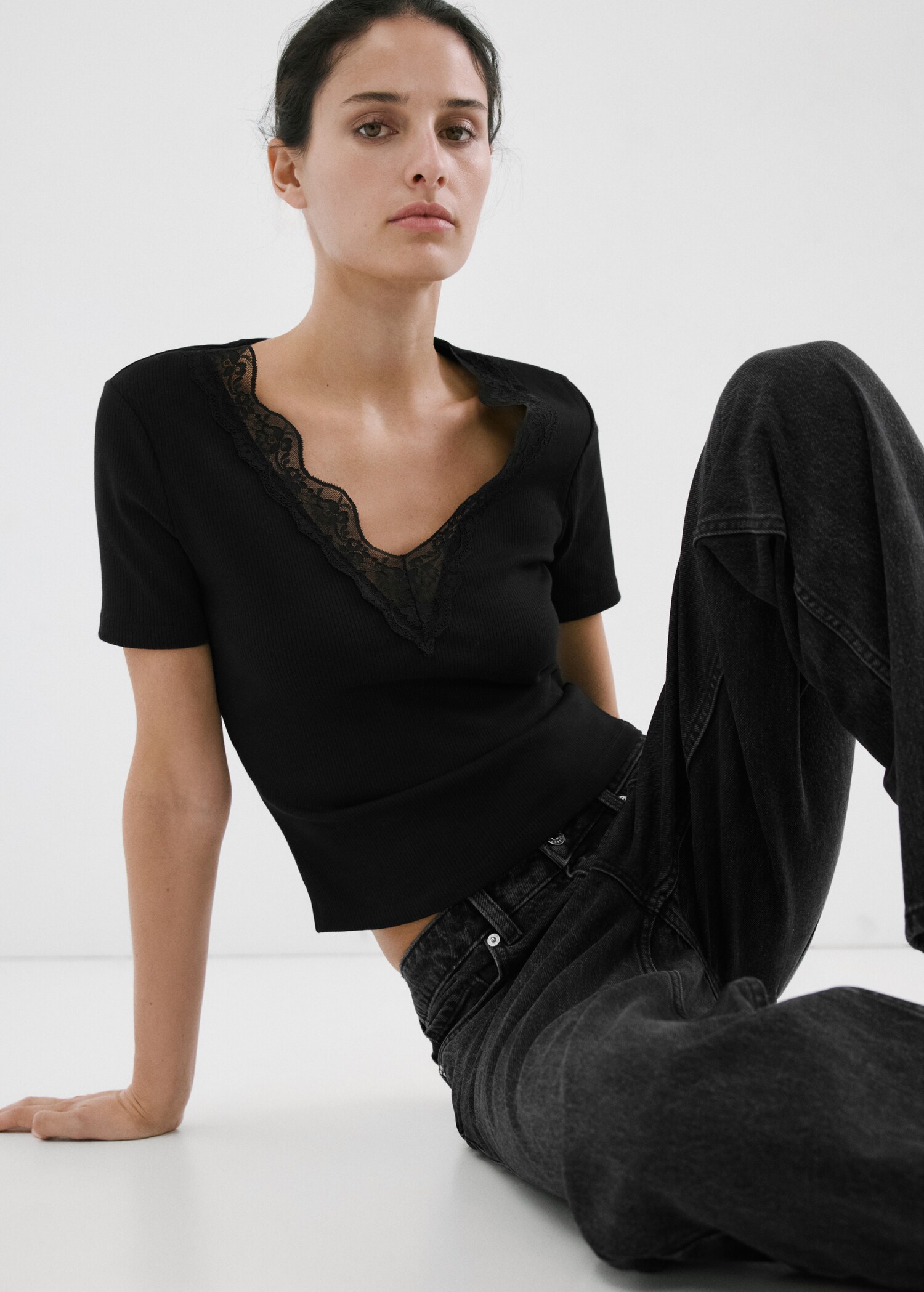 Lace trim top - Medium plane