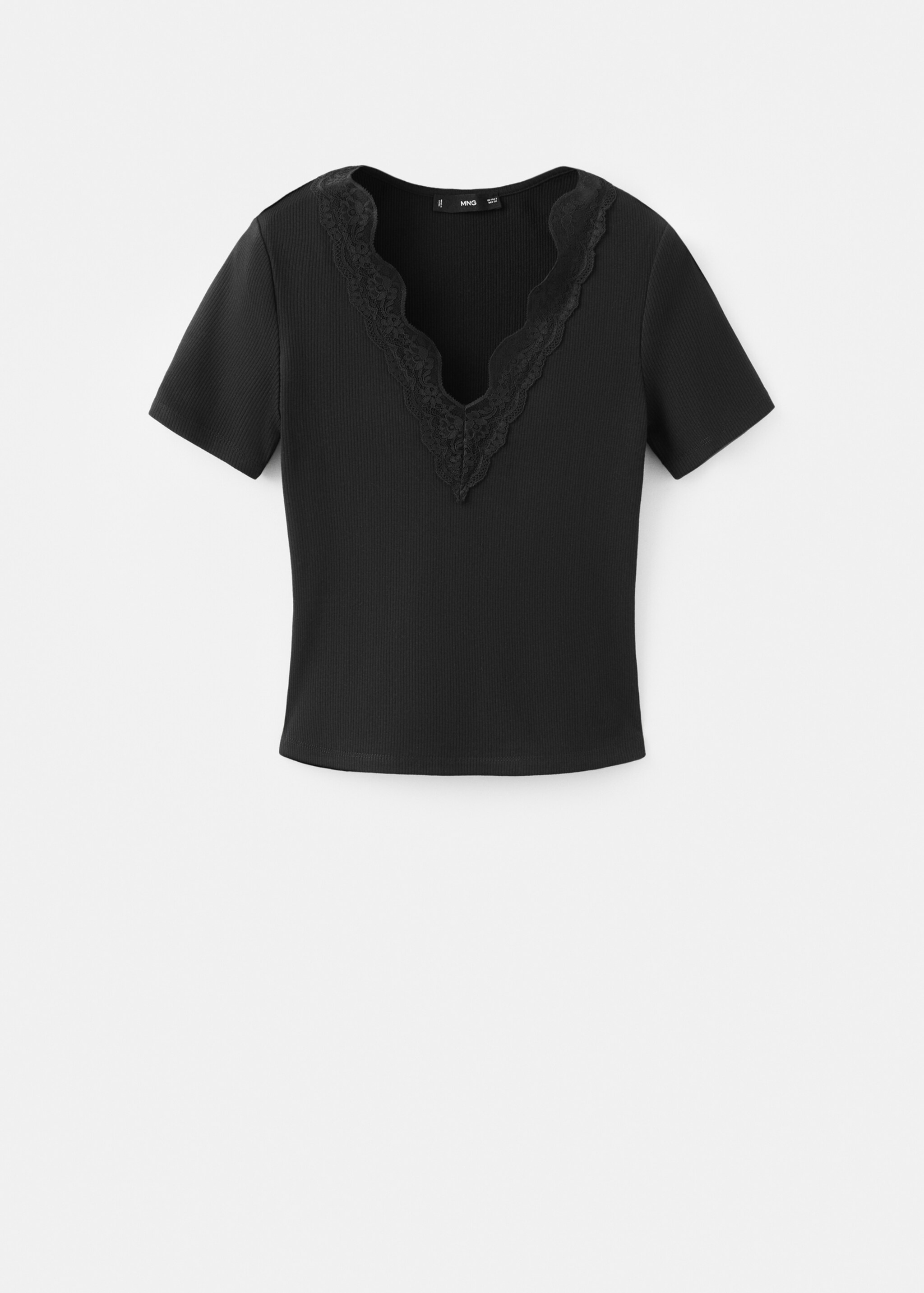 Lace trim top - Article without model, Black. Ref: 27017150-00.